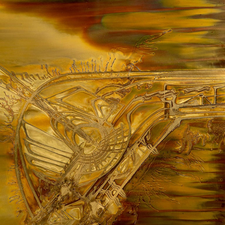 Bernhard Rohne Etched Brass Abstract, Circa 1973 at 1stDibs