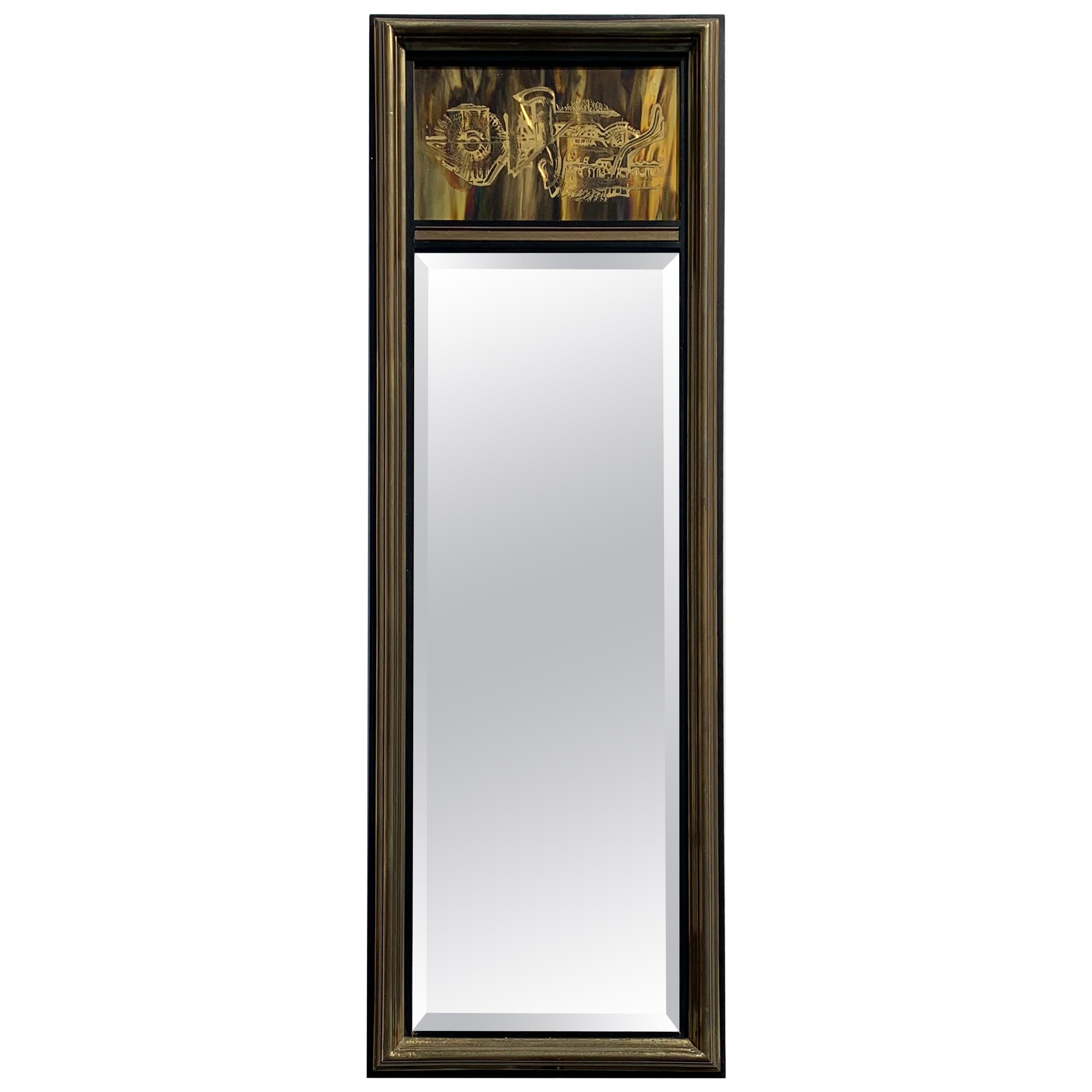 Bernhard Rohne Etched Brass Mirror for Mastercraft