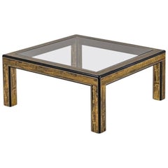 Used Bernhard Rohne for Mastercraft Acid Etched Brass and Ebonized Cocktail Table