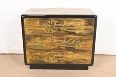 Commode en laiton gravé à l'acide Bernhard Rohne pour Mastercraft, années 1970