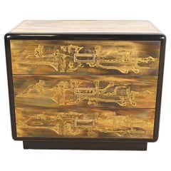 Cassettiera in ottone acidato Bernhard Rohne per Mastercraft, anni '70