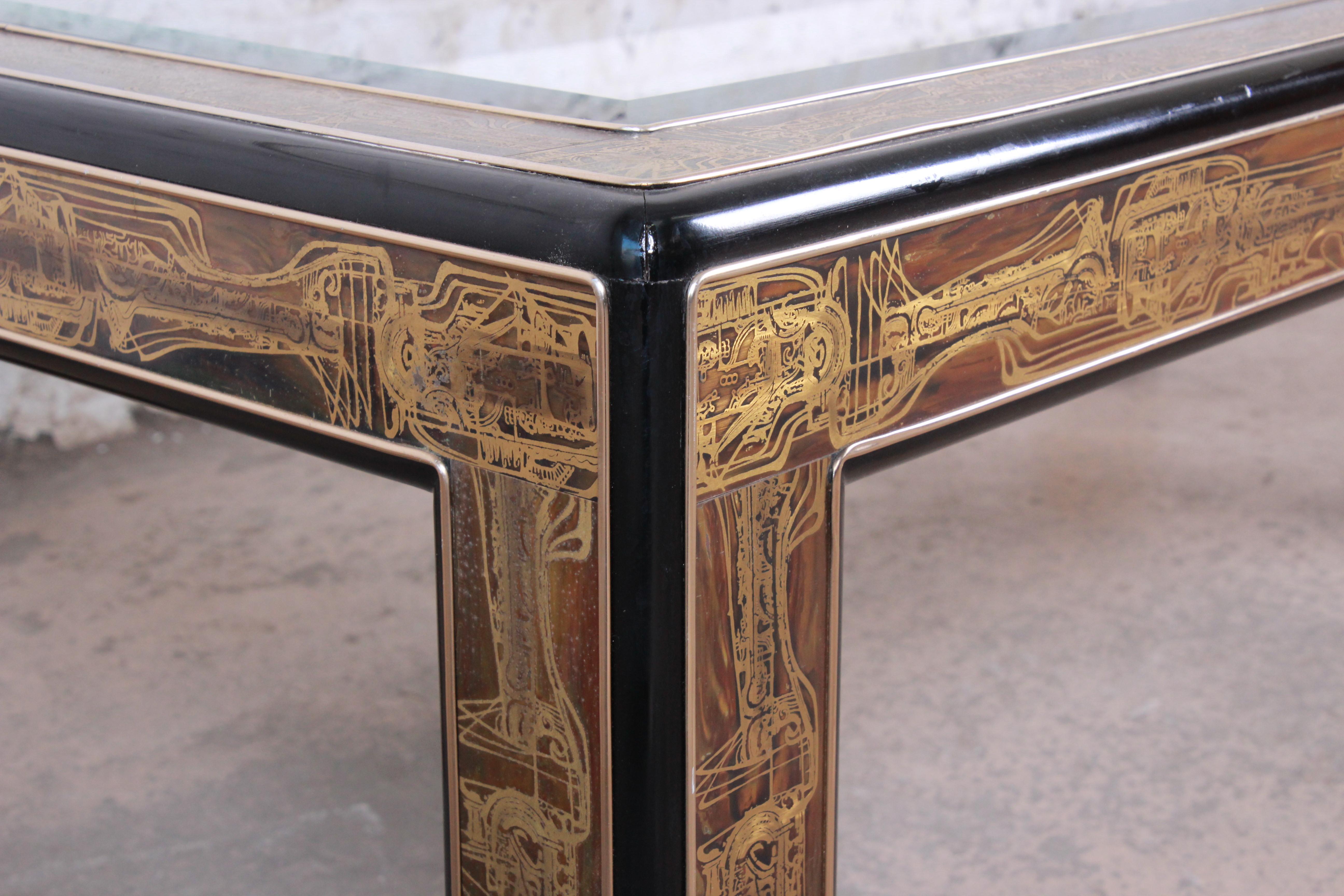 Bernhard Rohne for Mastercraft Acid Etched Brass Coffee Table, 1970s 4