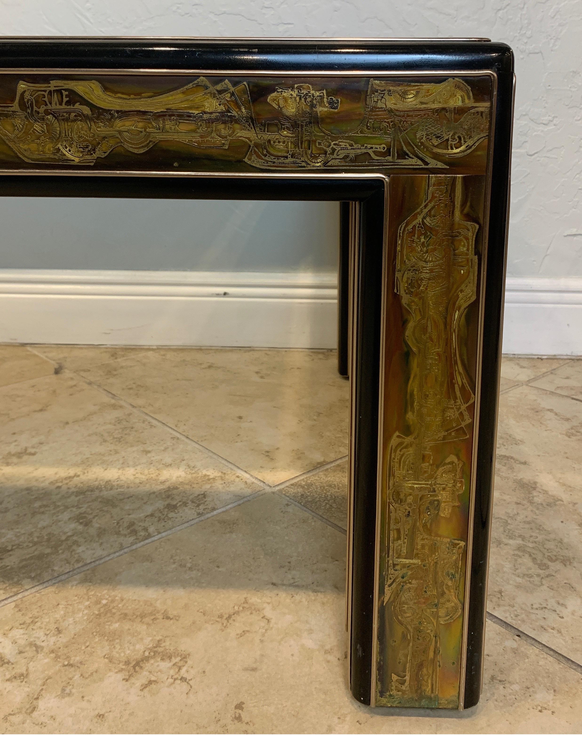 Bernhard Rohne for Mastercraft Acid Etched Brass Coffee Table In Good Condition In Ft. Lauderdale, FL