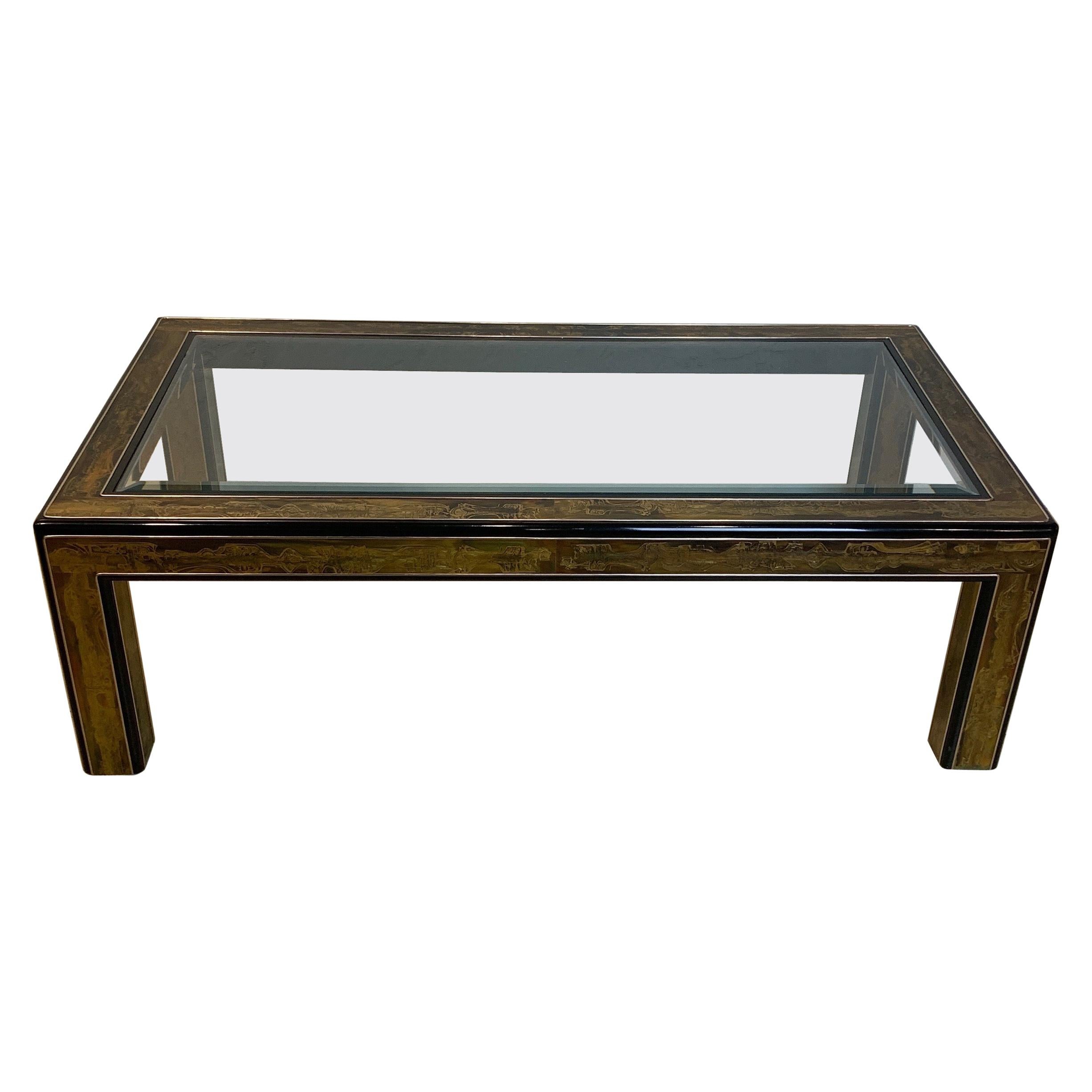 Bernhard Rohne for Mastercraft Acid Etched Brass Coffee Table