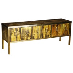 Credenza de latón grabado al ácido Bernhard Rohne para Mastercraft, años 70