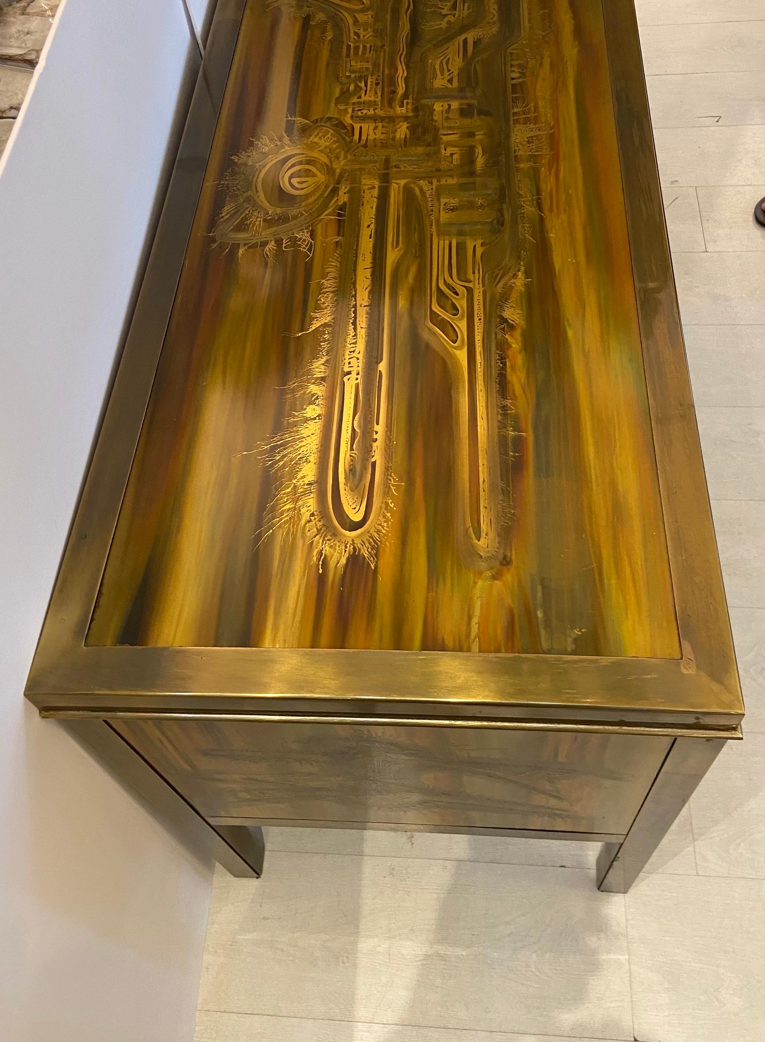 Bernhard Rohne for Mastercraft Acid Etched Brass Credenza, circa 1970s 6