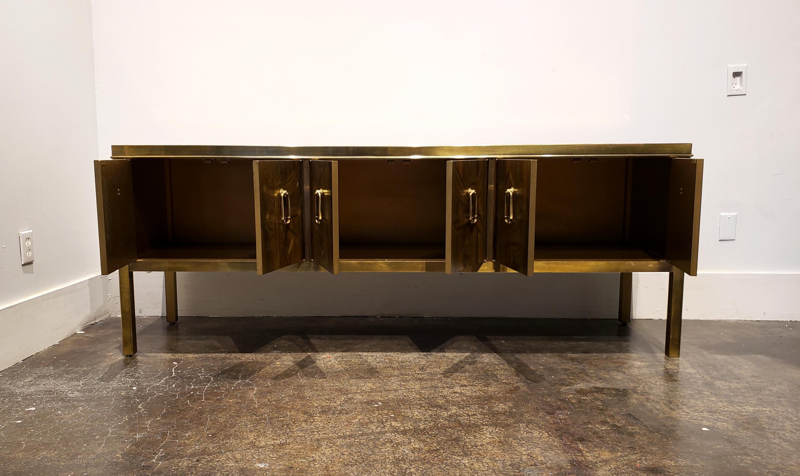 Bernhard Rohne for Mastercraft Acid Etched Brass Credenza In Good Condition For Sale In Dallas, TX