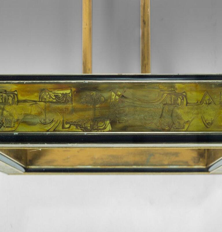 Bernhard Rohne for Mastercraft Acid-Etched Brass Dining Table, c. 1970s ...