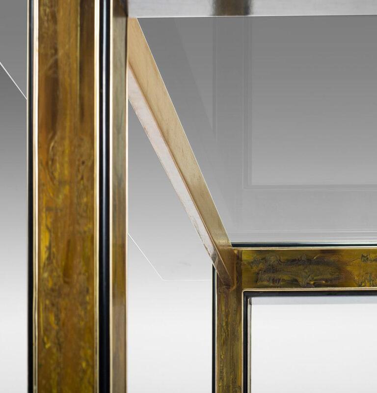 Bernhard Rohne for Mastercraft Acid-Etched Brass Dining Table, c. 1970s ...