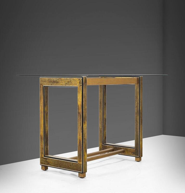 Bernhard Rohne for Mastercraft Acid-Etched Brass Dining Table, c. 1970s In Good Condition For Sale In Deland, FL