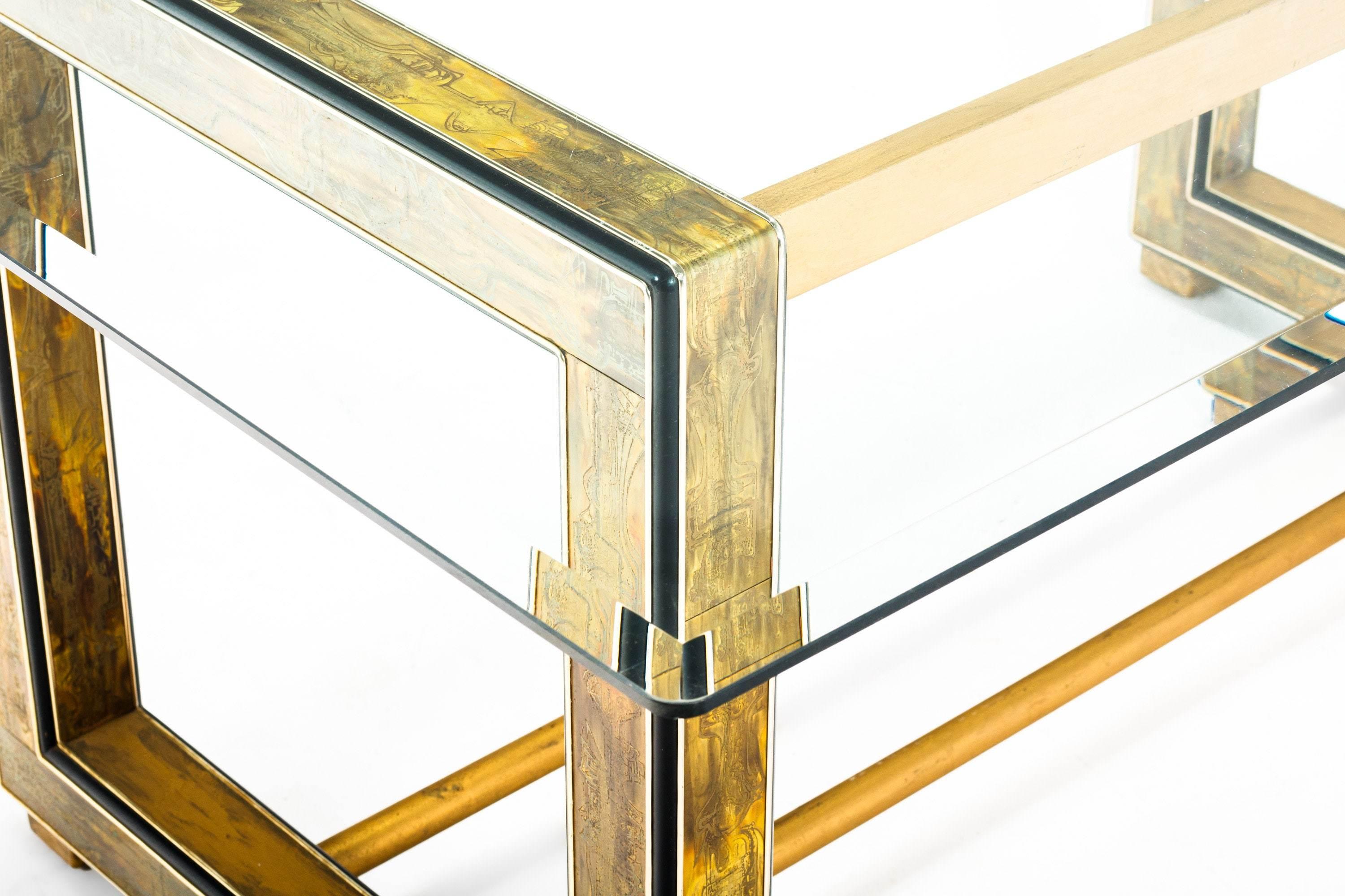 Bernhard Rohne for Mastercraft Acid-Etched Brass Dining Table, c. 1970s For Sale 1