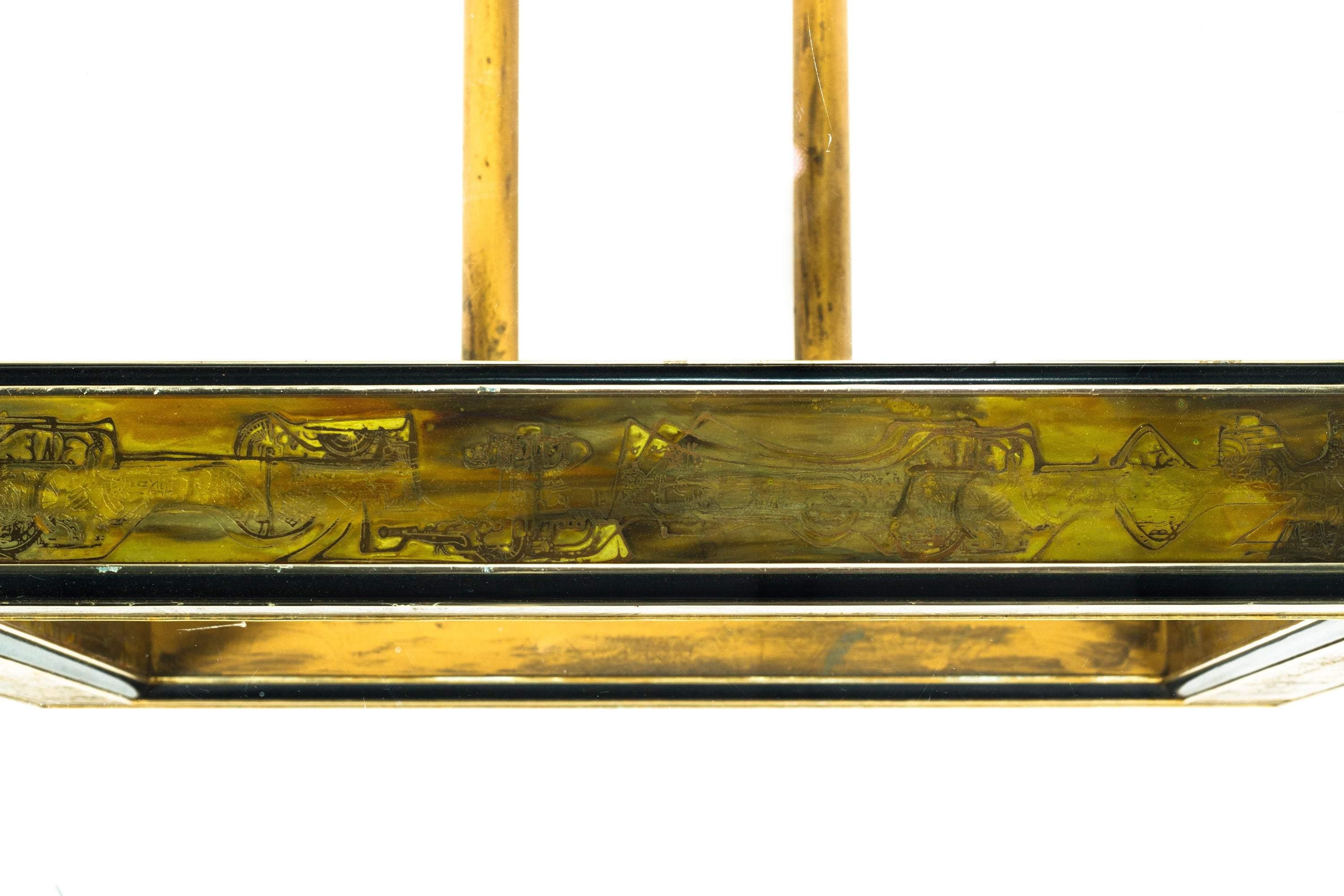 Bernhard Rohne for Mastercraft Acid-Etched Brass Dining Table, c. 1970s For Sale 2