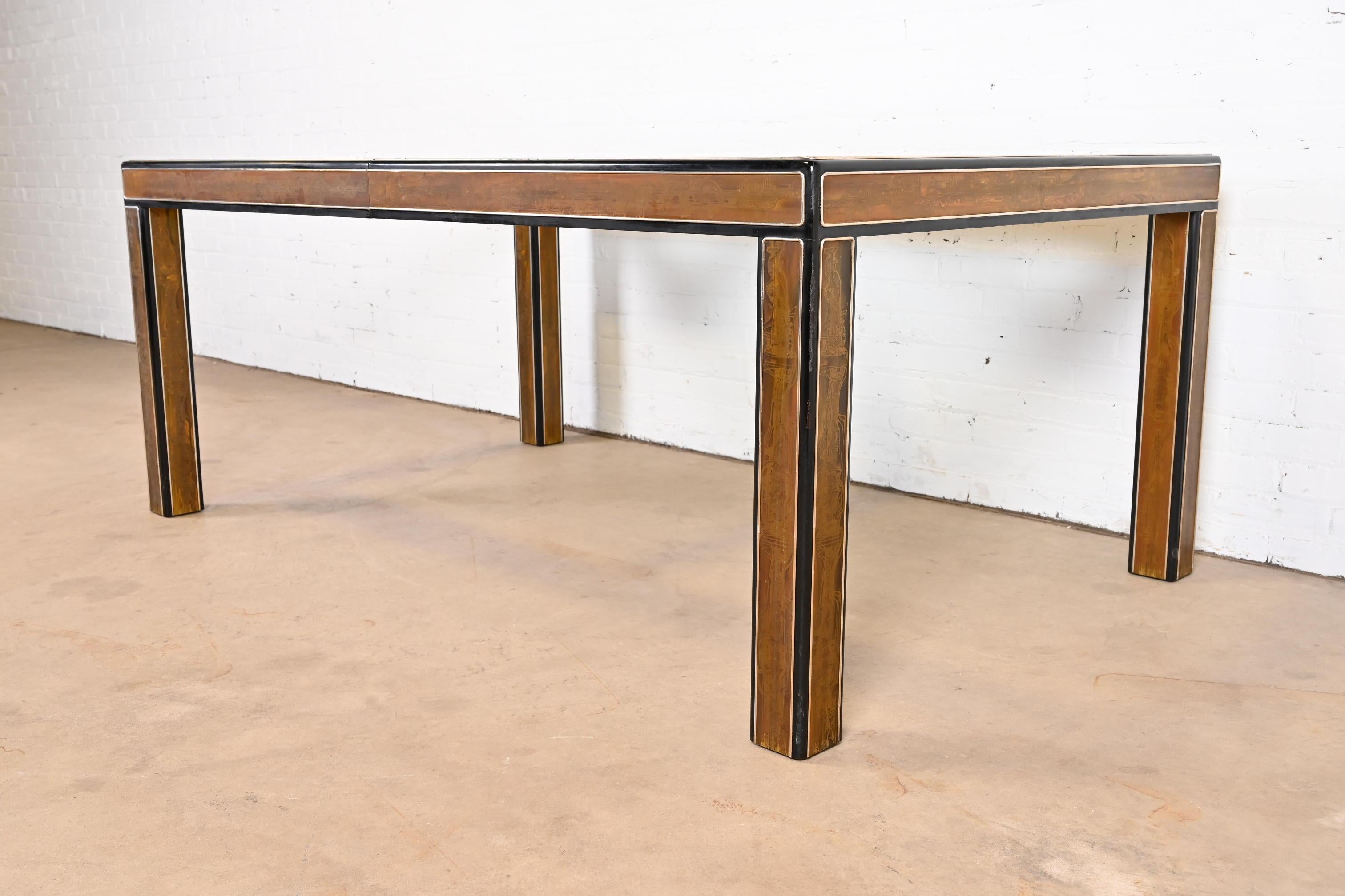 Bernhard Rohne for Mastercraft Acid Etched Brass Extension Dining Table, 1970s 7
