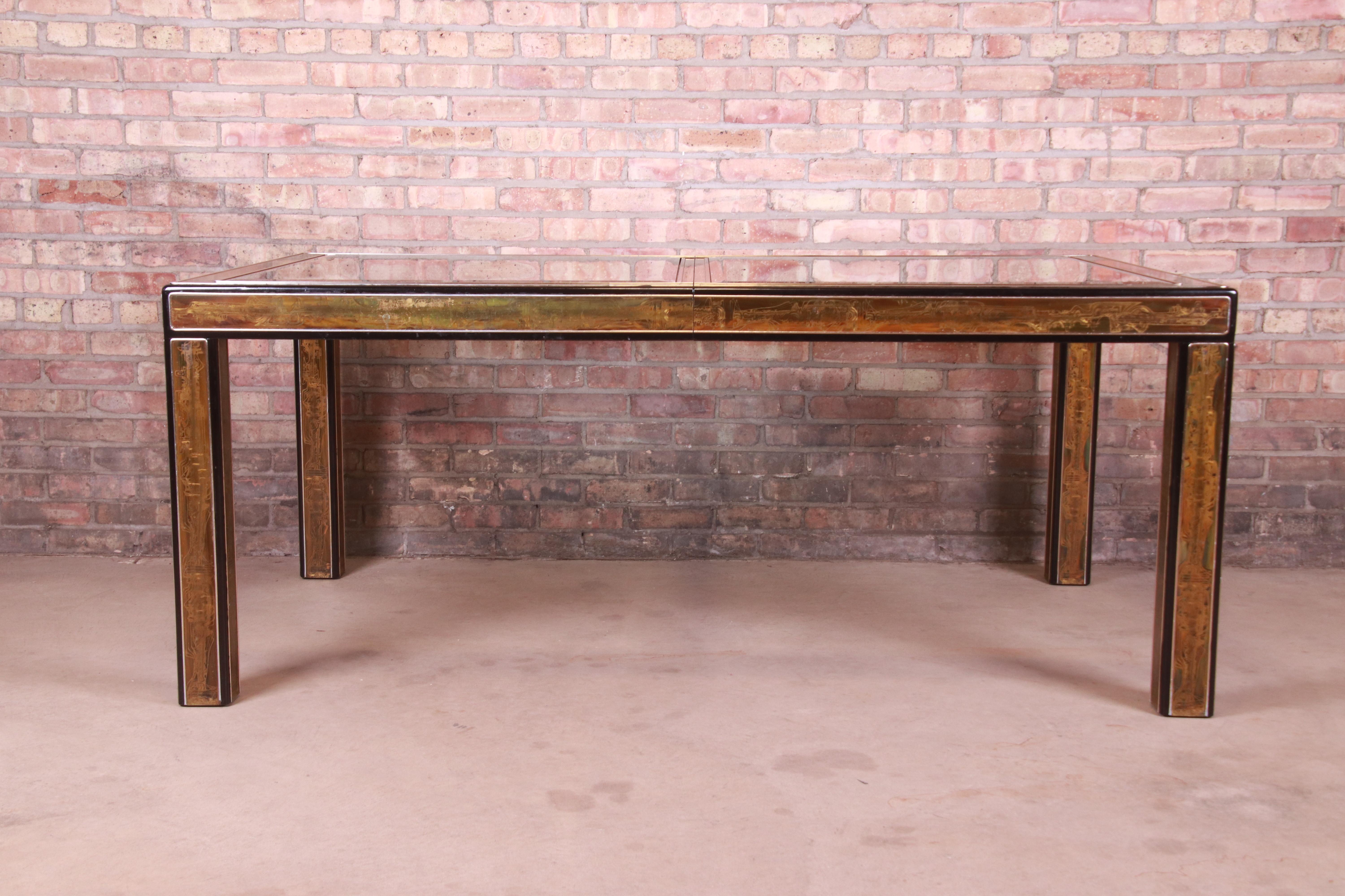 Bernhard Rohne for Mastercraft Acid Etched Brass Extension Dining Table, 1970s 8