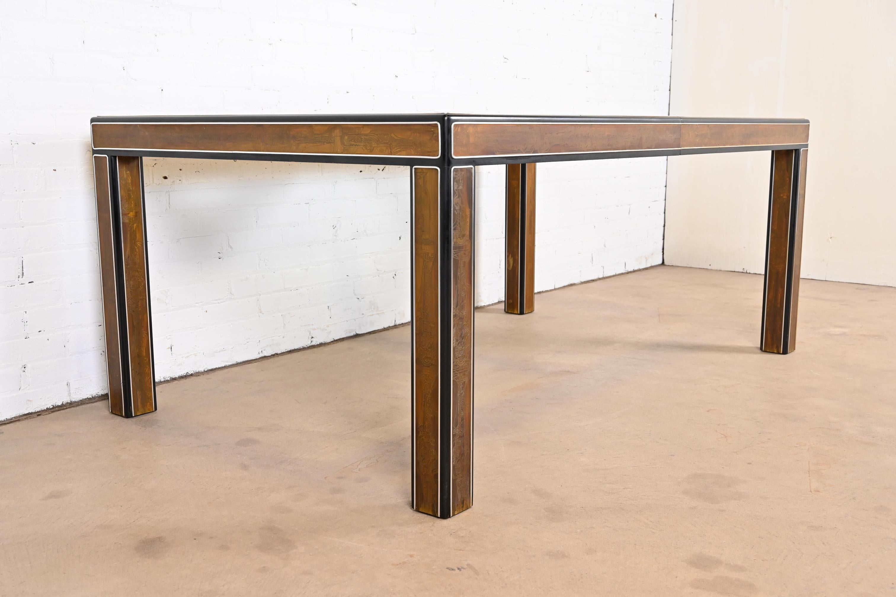 Bernhard Rohne for Mastercraft Acid Etched Brass Extension Dining Table, 1970s 8