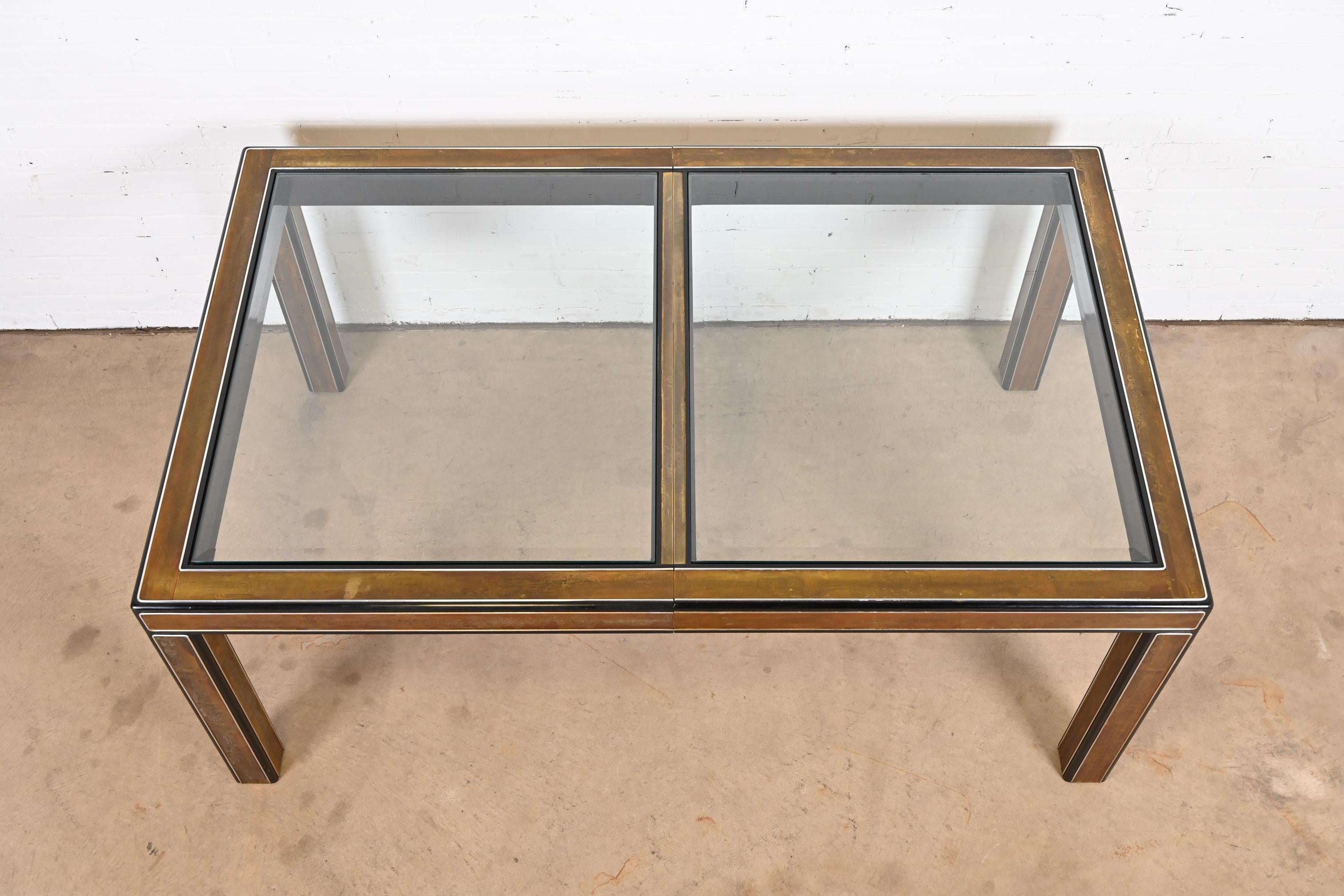 Bernhard Rohne for Mastercraft Acid Etched Brass Extension Dining Table, 1970s 9