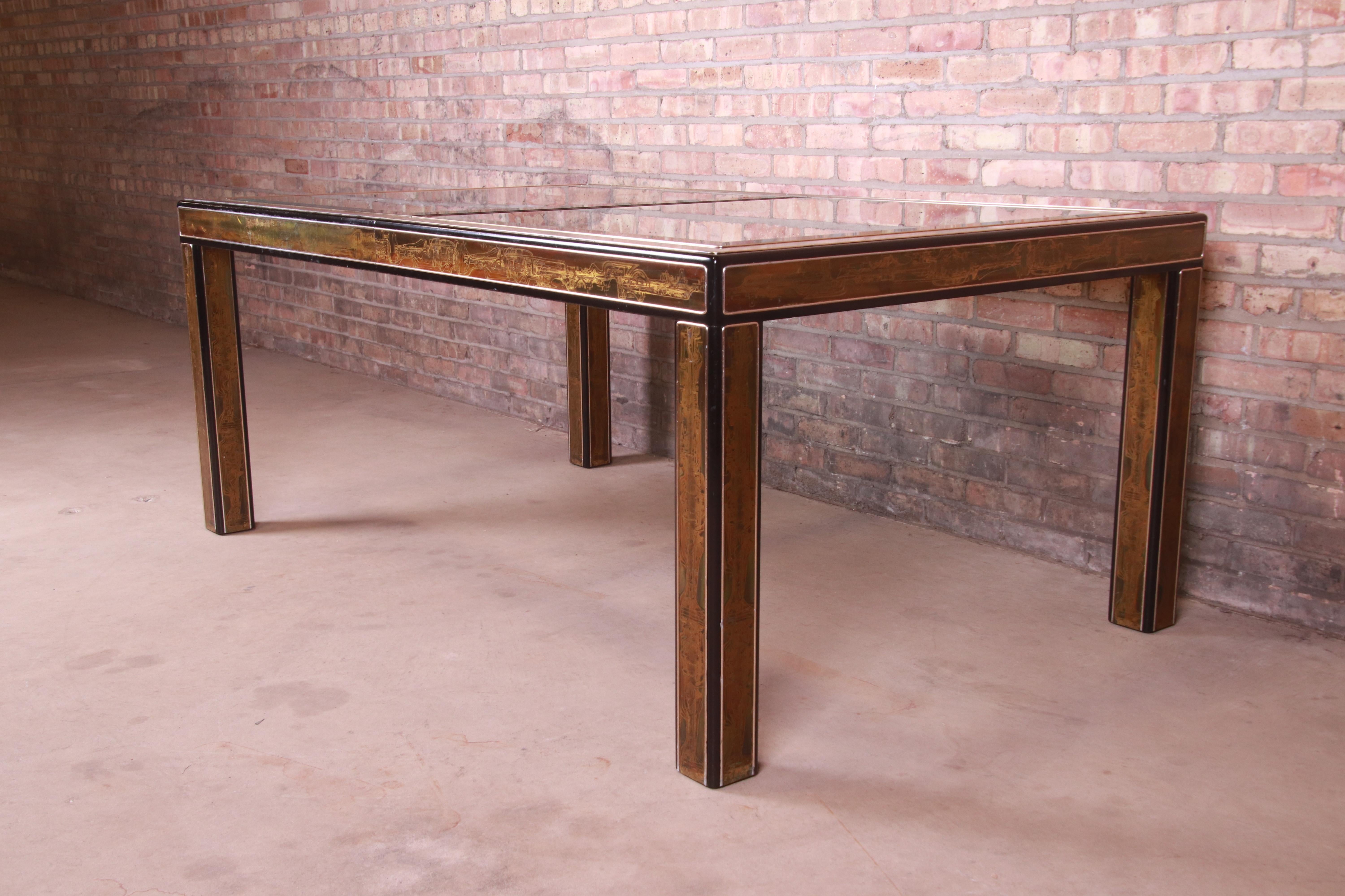 Bernhard Rohne for Mastercraft Acid Etched Brass Extension Dining Table, 1970s 10