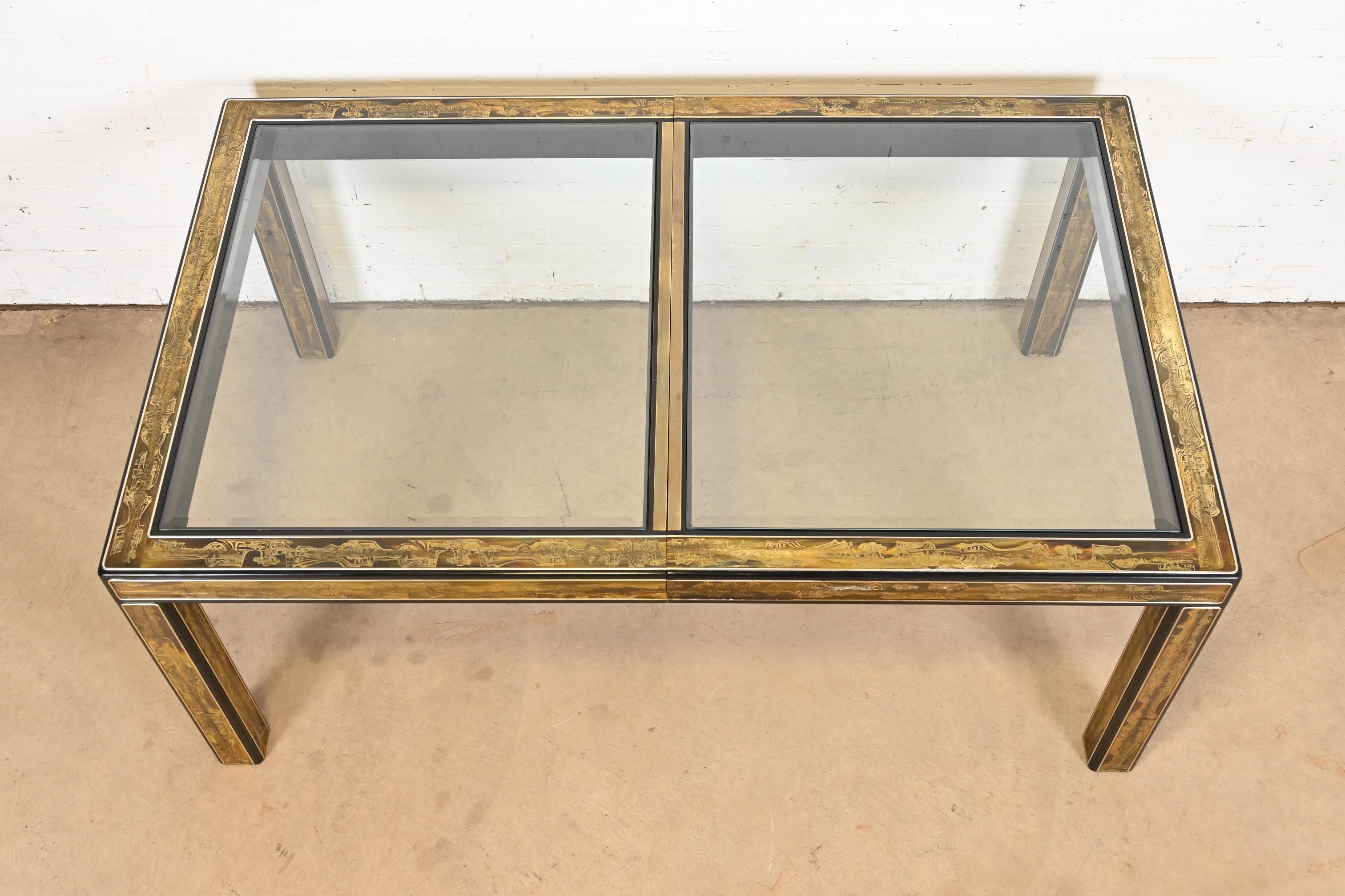 Bernhard Rohne for Mastercraft Acid Etched Brass Extension Dining Table, 1970s For Sale 10
