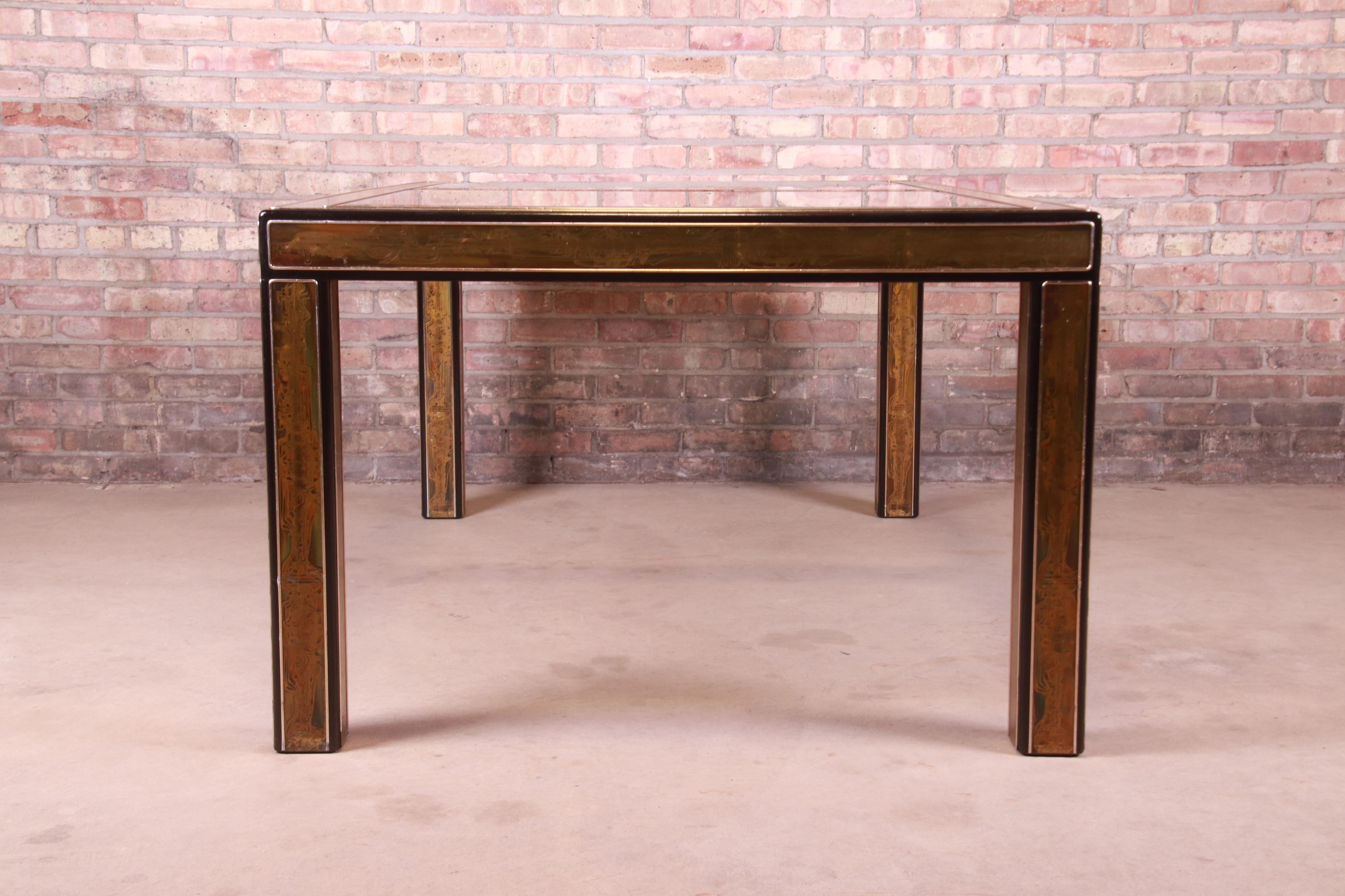 Bernhard Rohne for Mastercraft Acid Etched Brass Extension Dining Table, 1970s 13