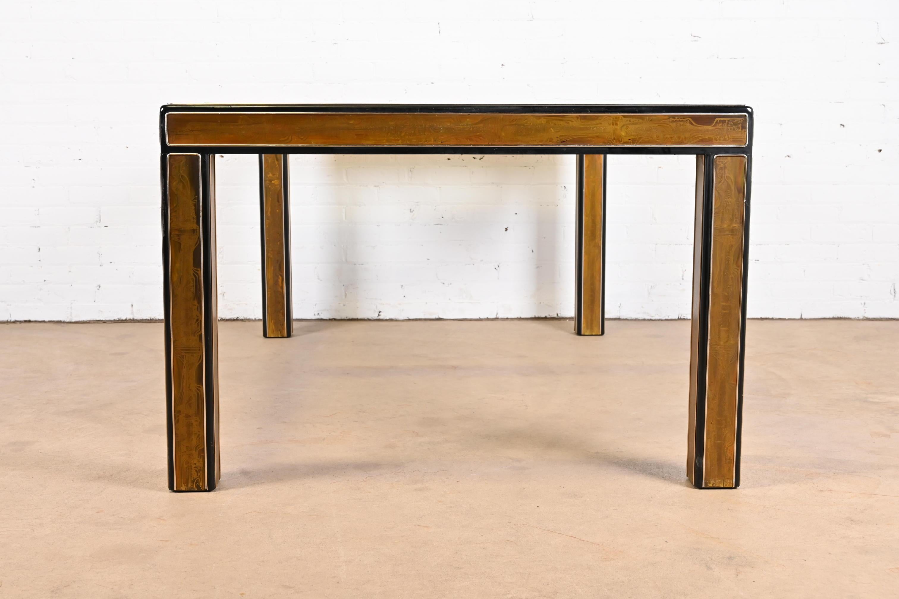 Bernhard Rohne for Mastercraft Acid Etched Brass Extension Dining Table, 1970s 13