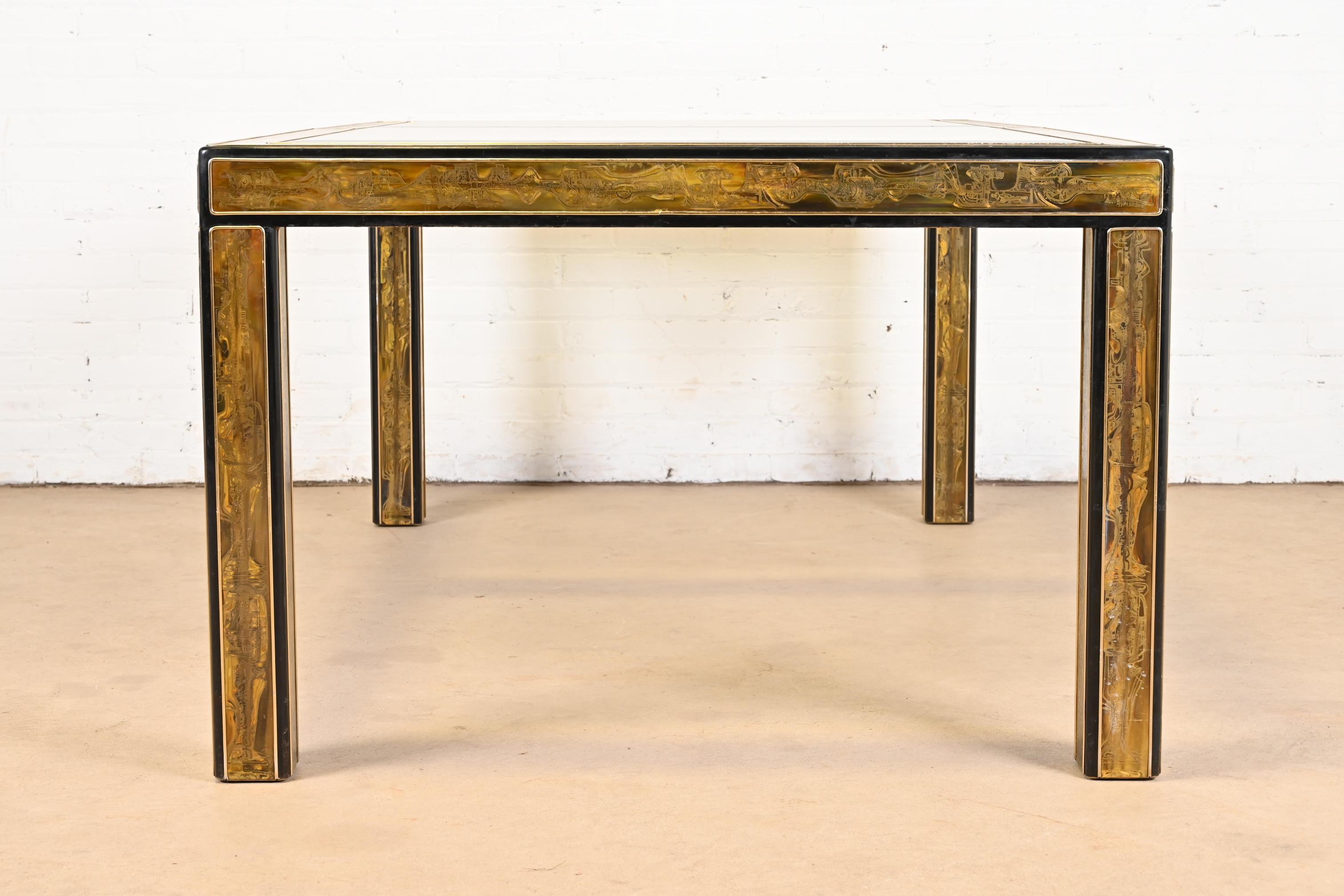 Bernhard Rohne for Mastercraft Acid Etched Brass Extension Dining Table, 1970s For Sale 13
