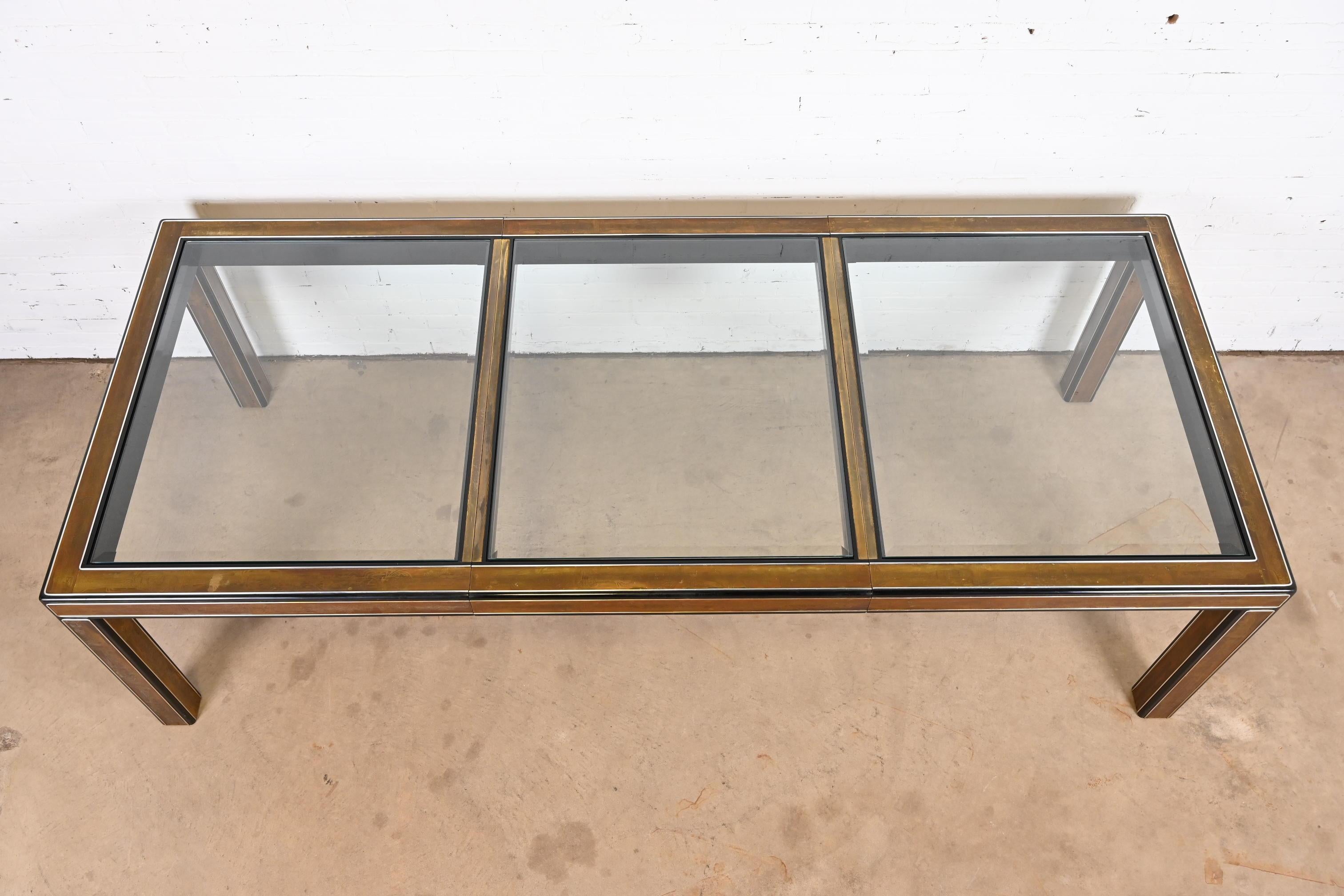 Bernhard Rohne for Mastercraft Acid Etched Brass Extension Dining Table, 1970s 2