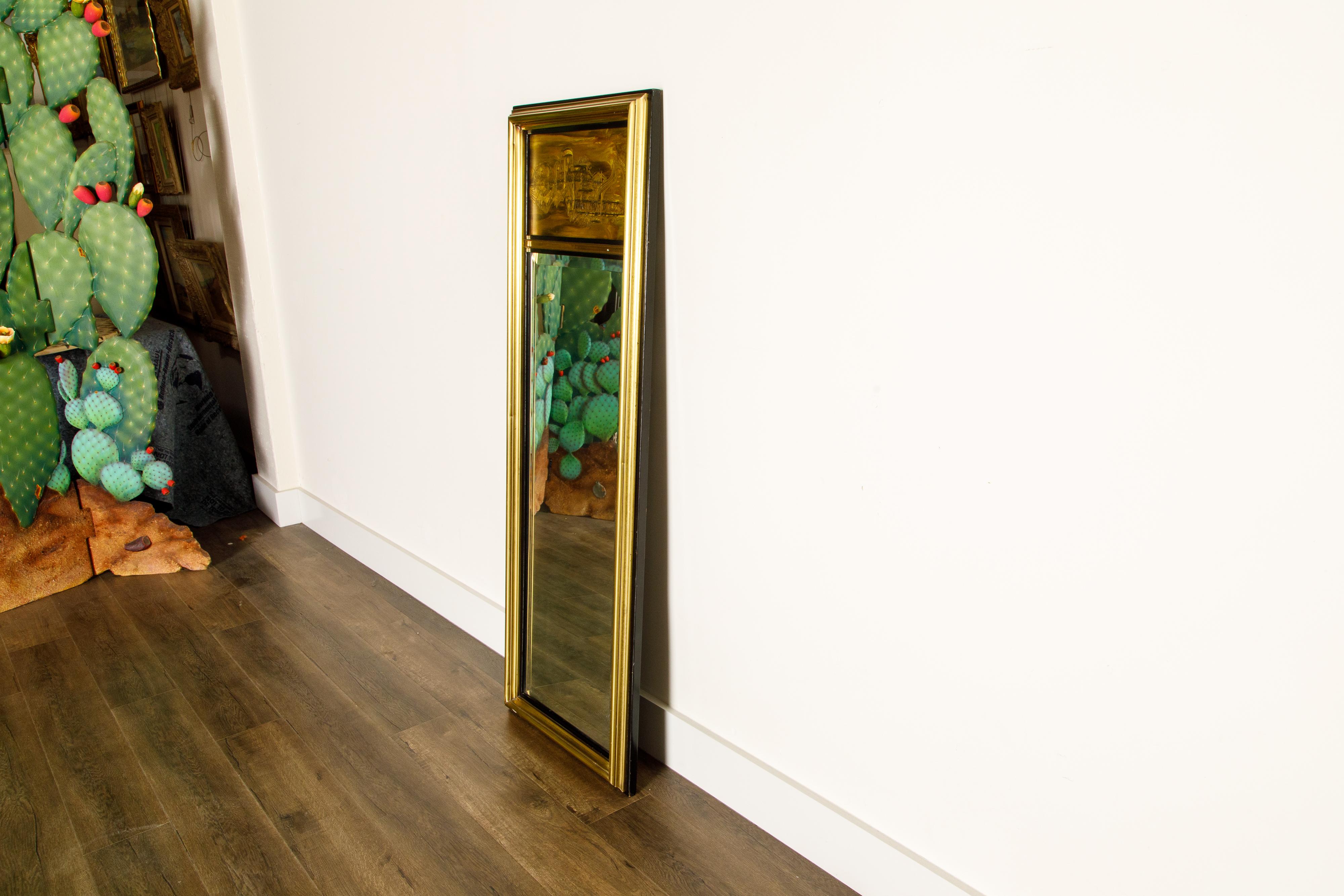 Bernhard Rohne for Mastercraft Acid Etched Brass Mirror, circa 1970 For Sale 3