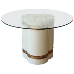 Bernhard Rohne for Mastercraft Acid Etched Brass Pedestal Dining or Center Table