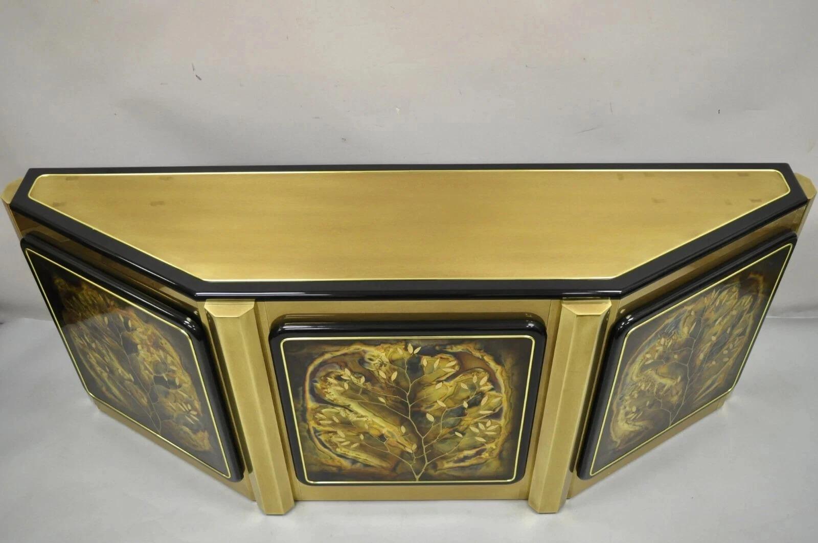 Bernhard Rohne Para Mastercraft Armario Credenza Árbol de la Vida de Latón Grabado al Ácido siglo XX en venta