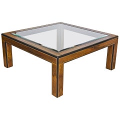 Bernhard Rohne For Mastercraft Acid Etched, Ebonized Wood & Glass Cocktail Table