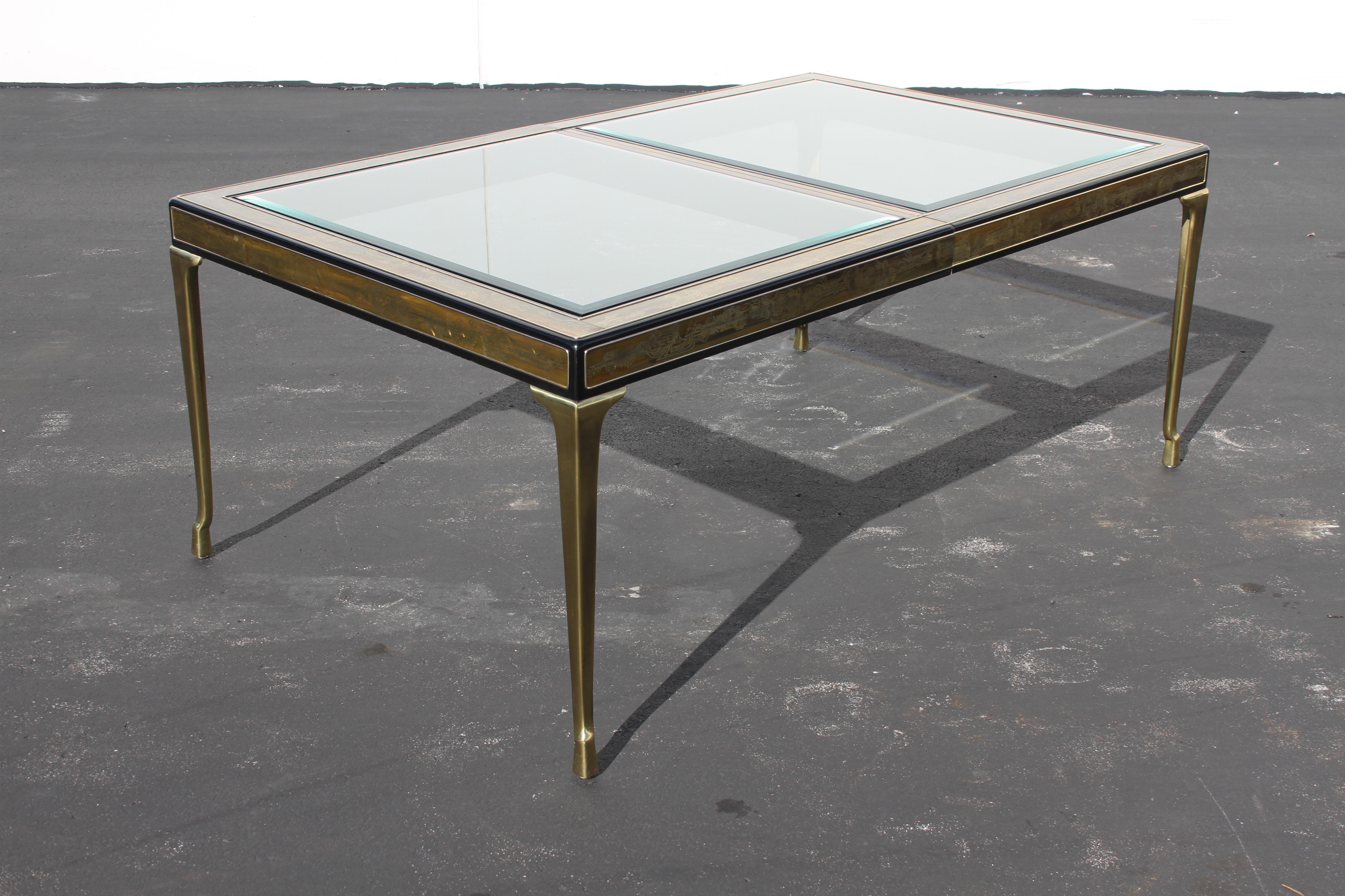 Bernhard Rohne for Mastercraft Acid-Etched Extension Dining Table, Extends In Good Condition In St. Louis, MO
