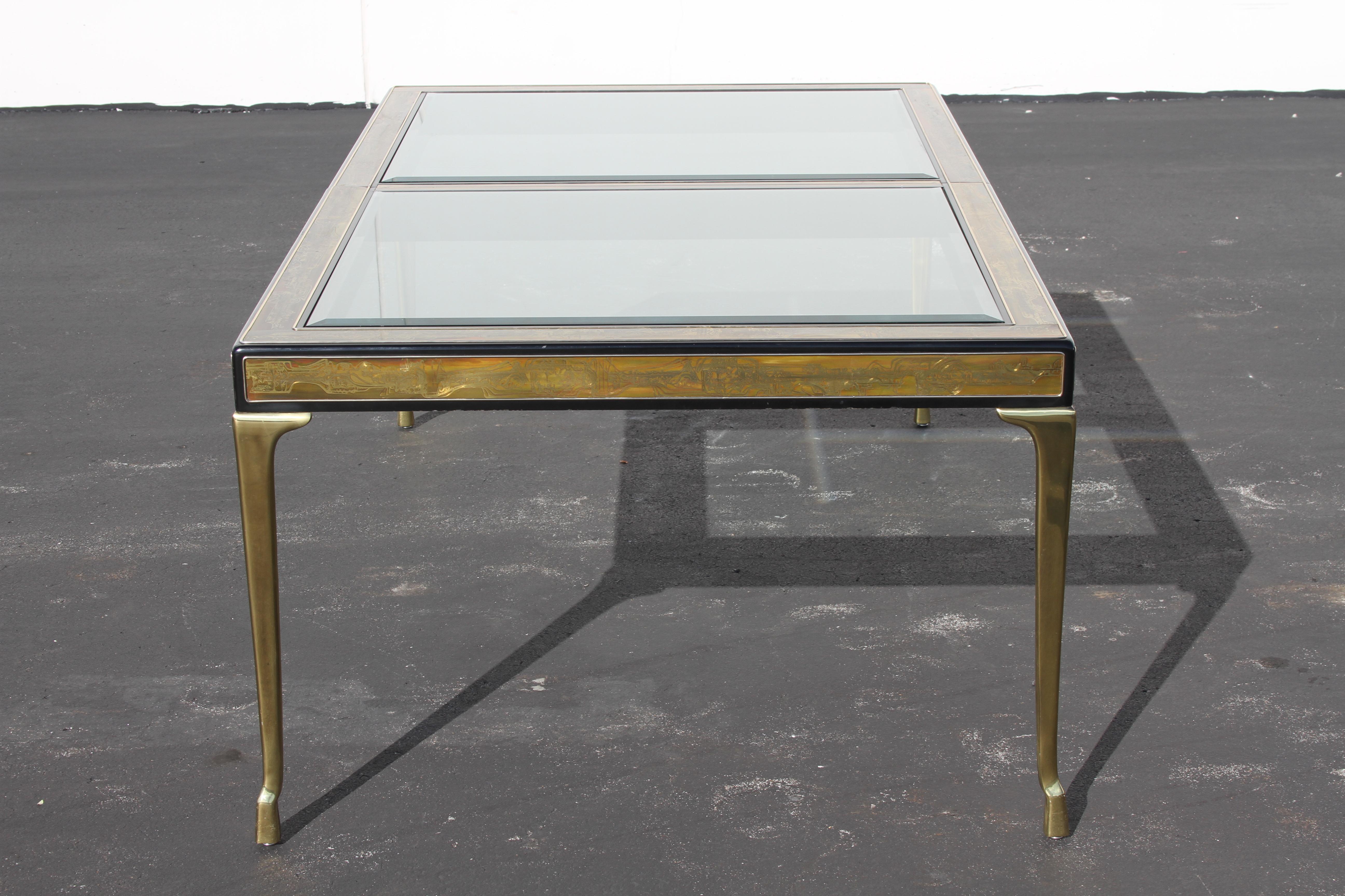 Mid-20th Century Bernhard Rohne for Mastercraft Acid-Etched Extension Dining Table, Extends