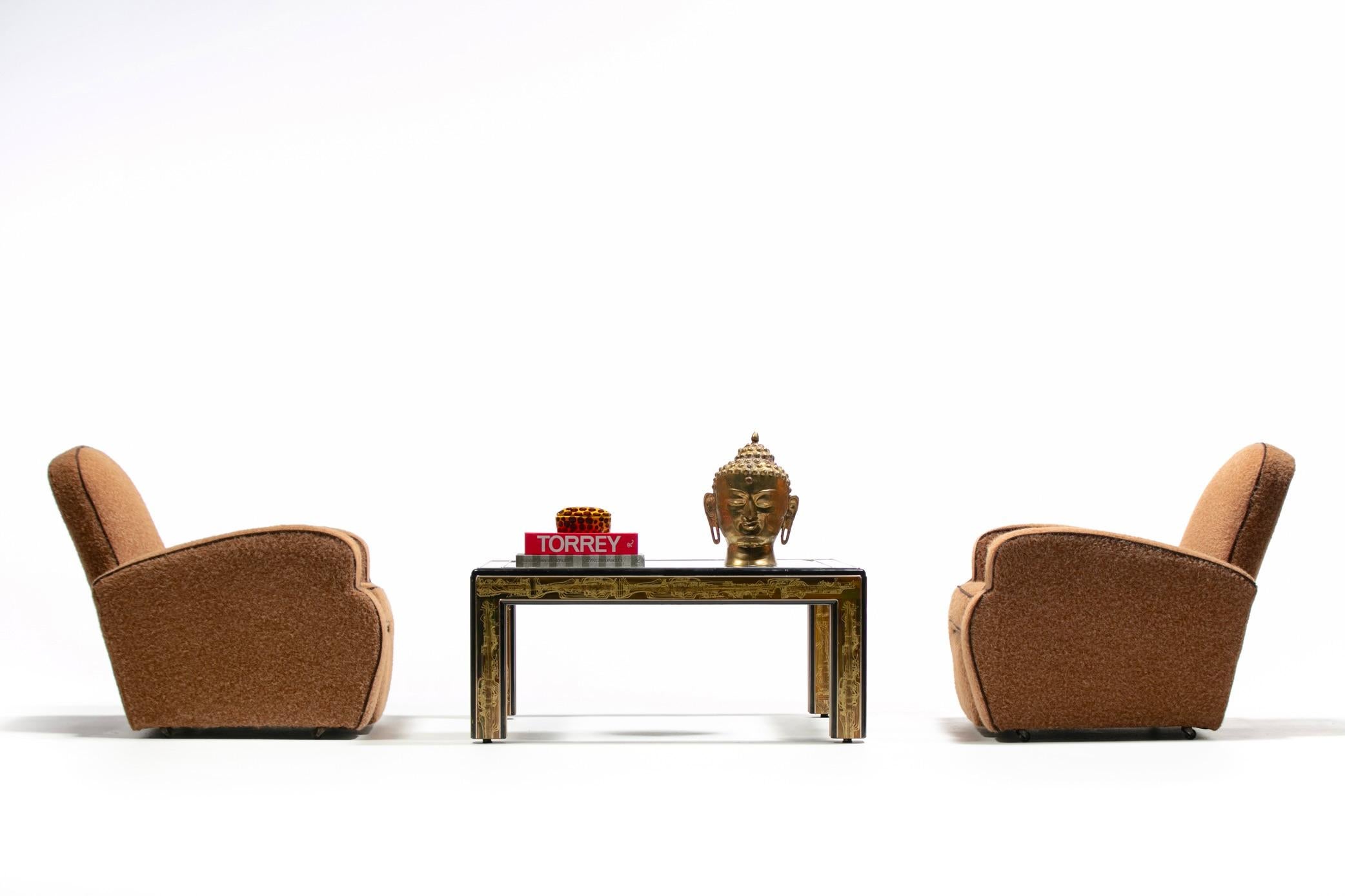 Table basse brutaliste en métal et verre gravé à l'acide Bernhard Rohne pour Mastercraft en vente 8