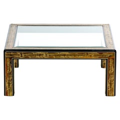 Bernhard Rohne für Mastercraft Brutalistischer Couchtisch aus säuregeätztem Metall und Glas