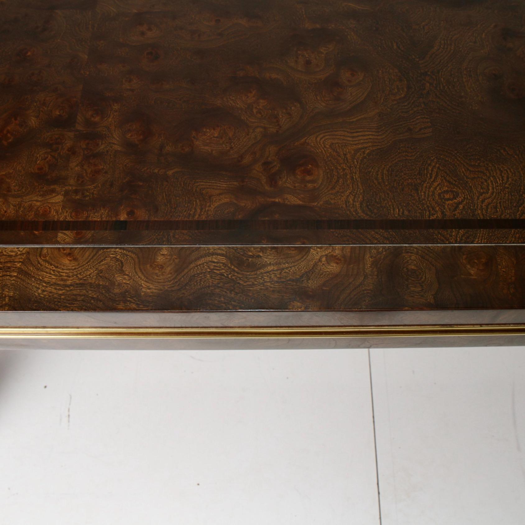 Bernhard Rohne for Mastercraft Amboyna Burl and Brass Extension Dining Table 2