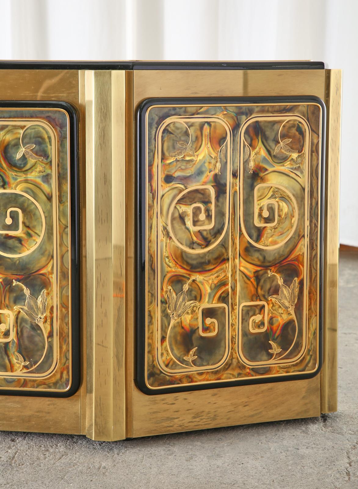 Bernhard Rohne for Mastercraft Brass Greek Key Cabinet Credenza 6