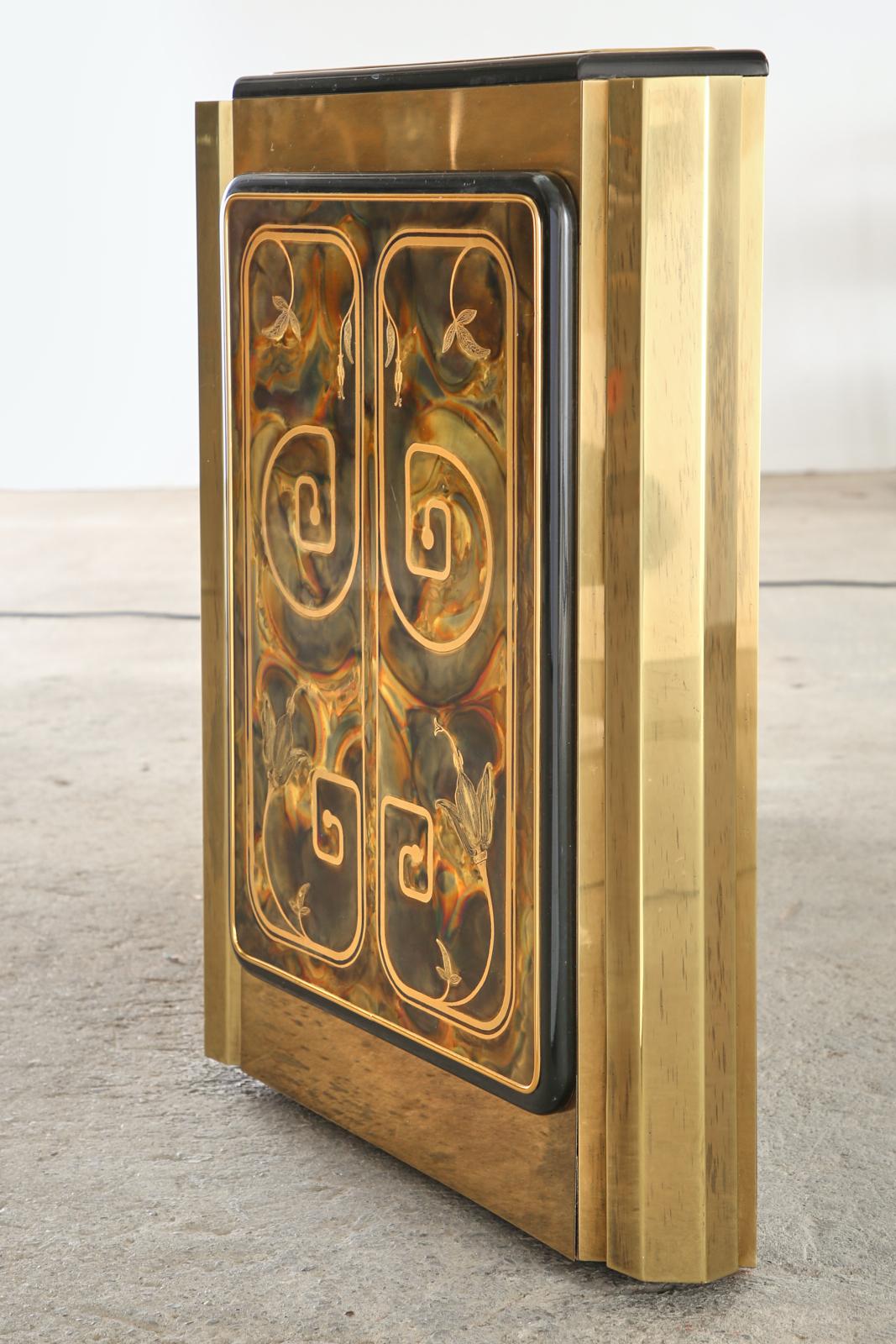 American Bernhard Rohne for Mastercraft Brass Greek Key Cabinet Credenza