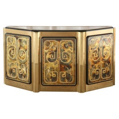 Bernhard Rohne for Mastercraft Brass Greek Key Cabinet Credenza