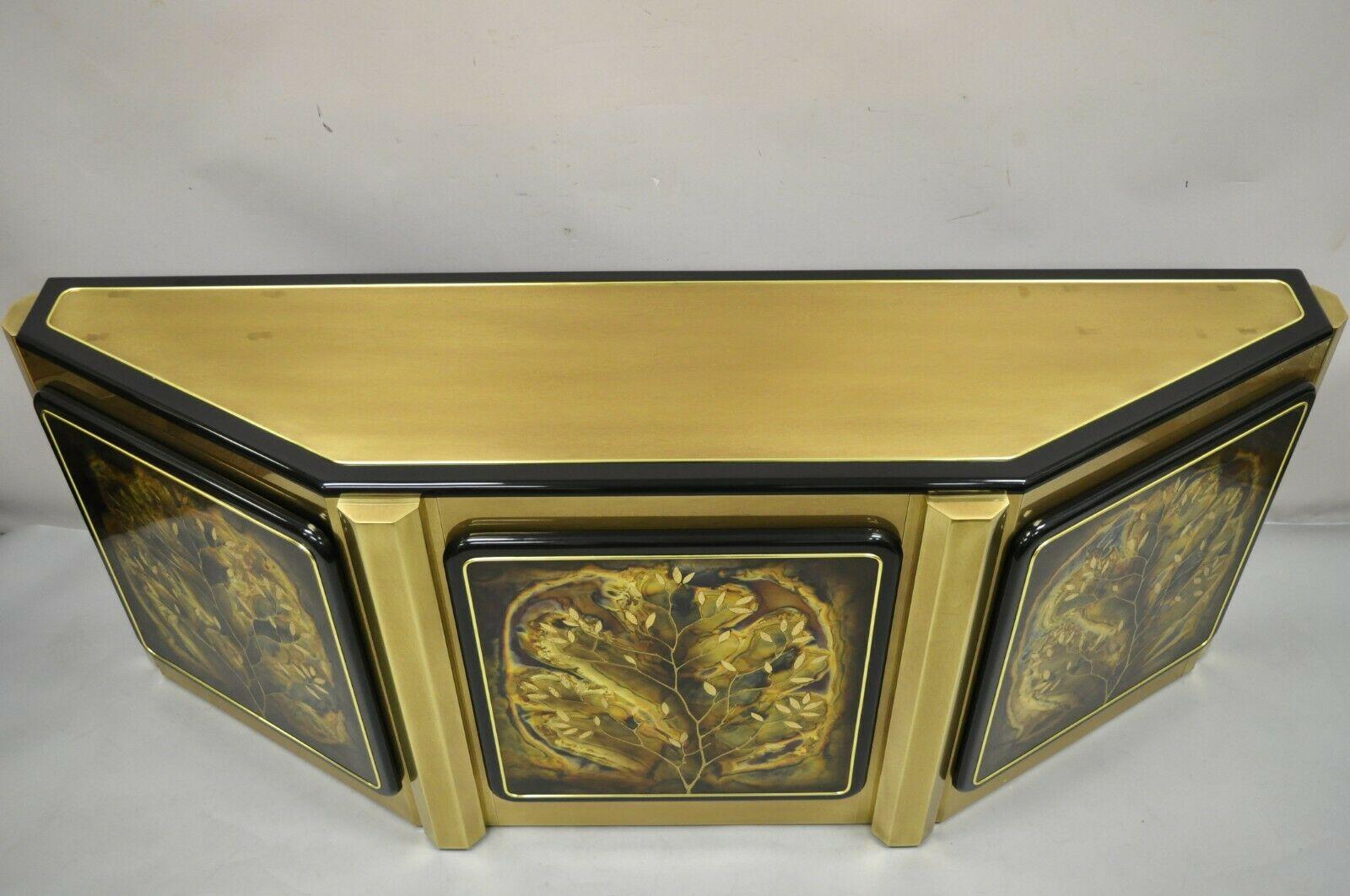20th Century Bernhard Rohne for Mastercraft Brass Tree of Life Credenza Cabinet For Sale