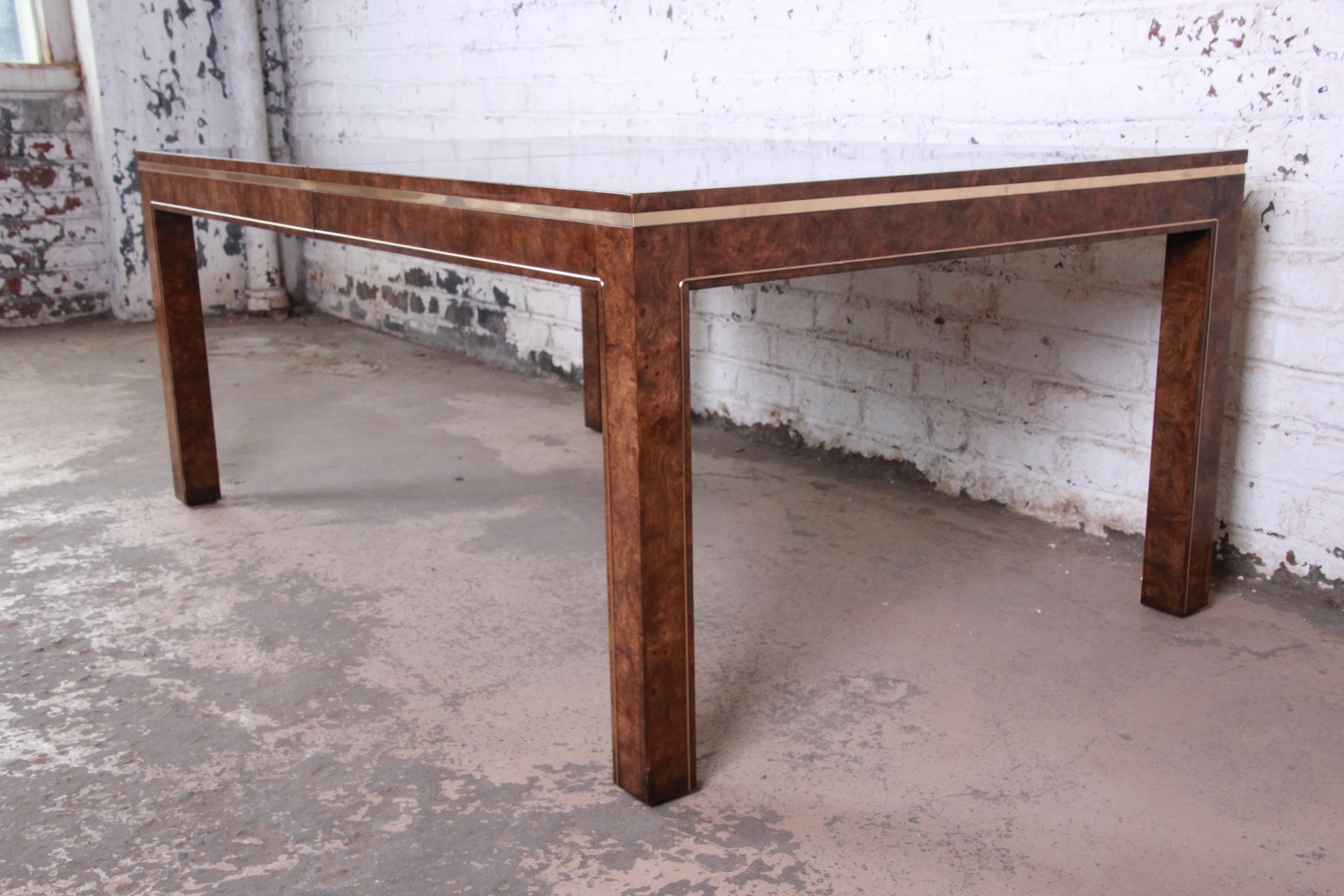 Hollywood Regency Bernhard Rohne for Mastercraft Burl, Brass, and Inlaid Rosewood Dining Table