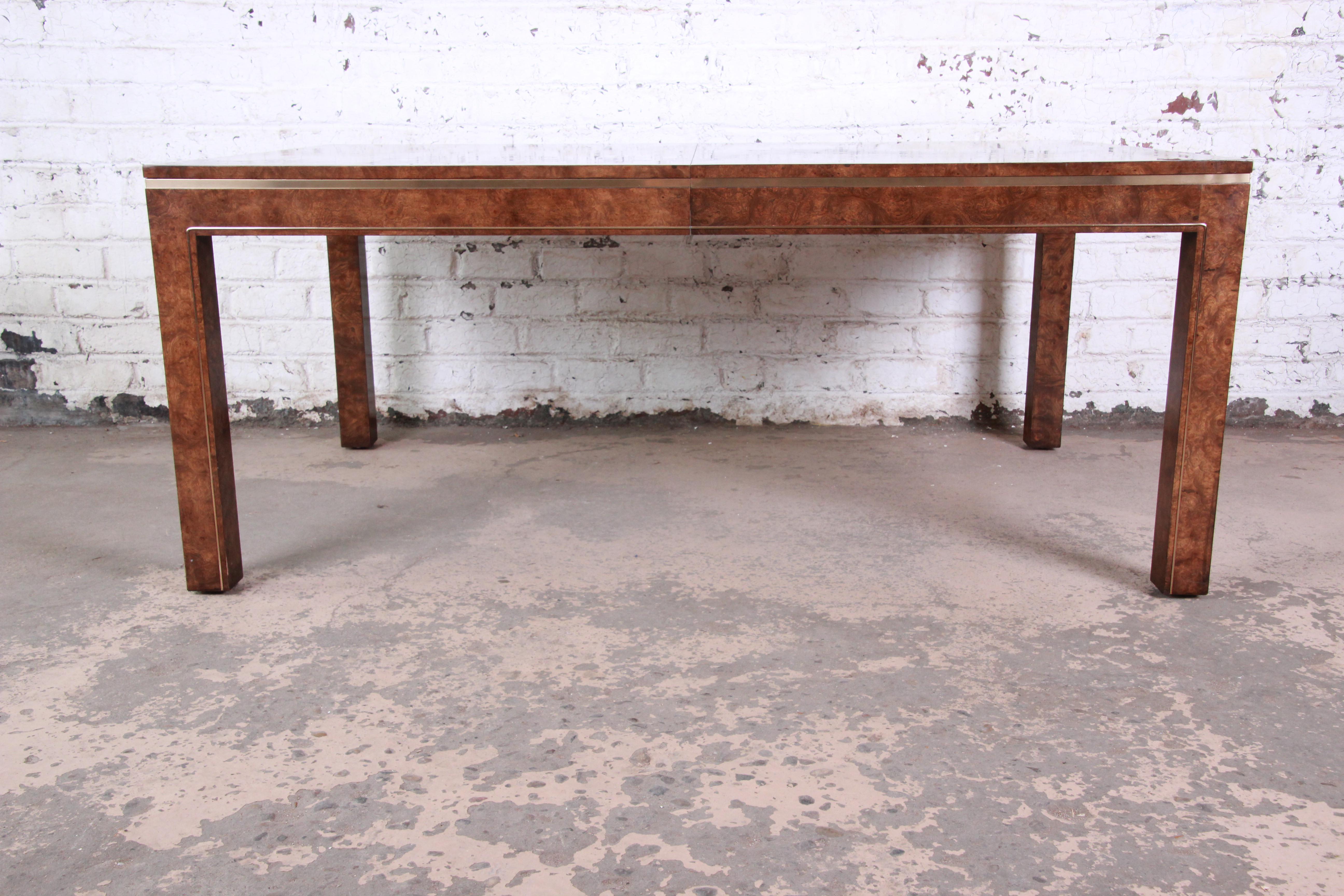 American Bernhard Rohne for Mastercraft Burl, Brass, and Inlaid Rosewood Dining Table