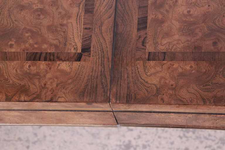 Bernhard Rohne For Mastercraft Burl Brass And Inlaid Rosewood Dining Table At 1stdibs