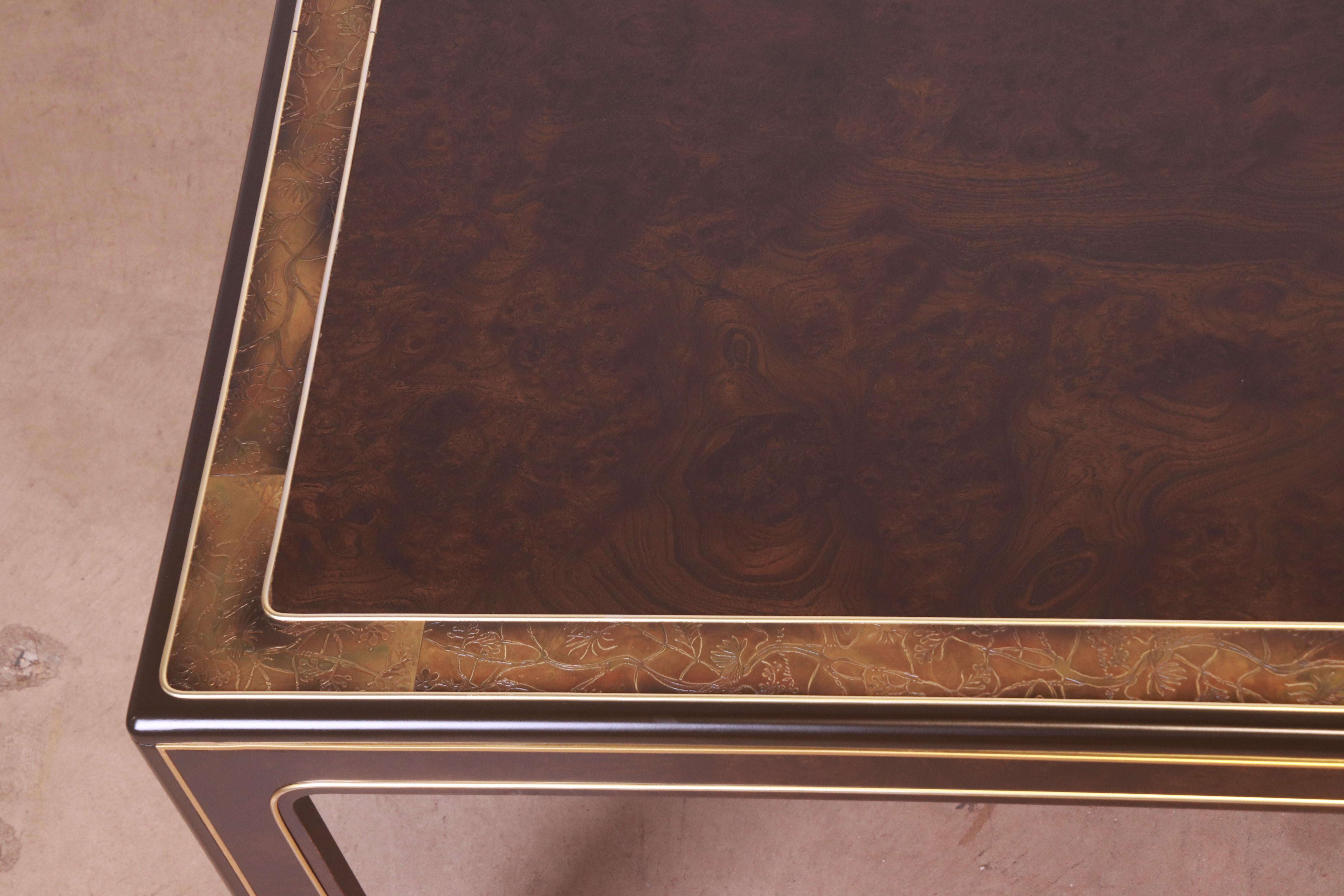 Table de salle à manger Bernhard Rohne pour Mastercraft en bois de ronce et laiton gravé à l'acide en vente 4