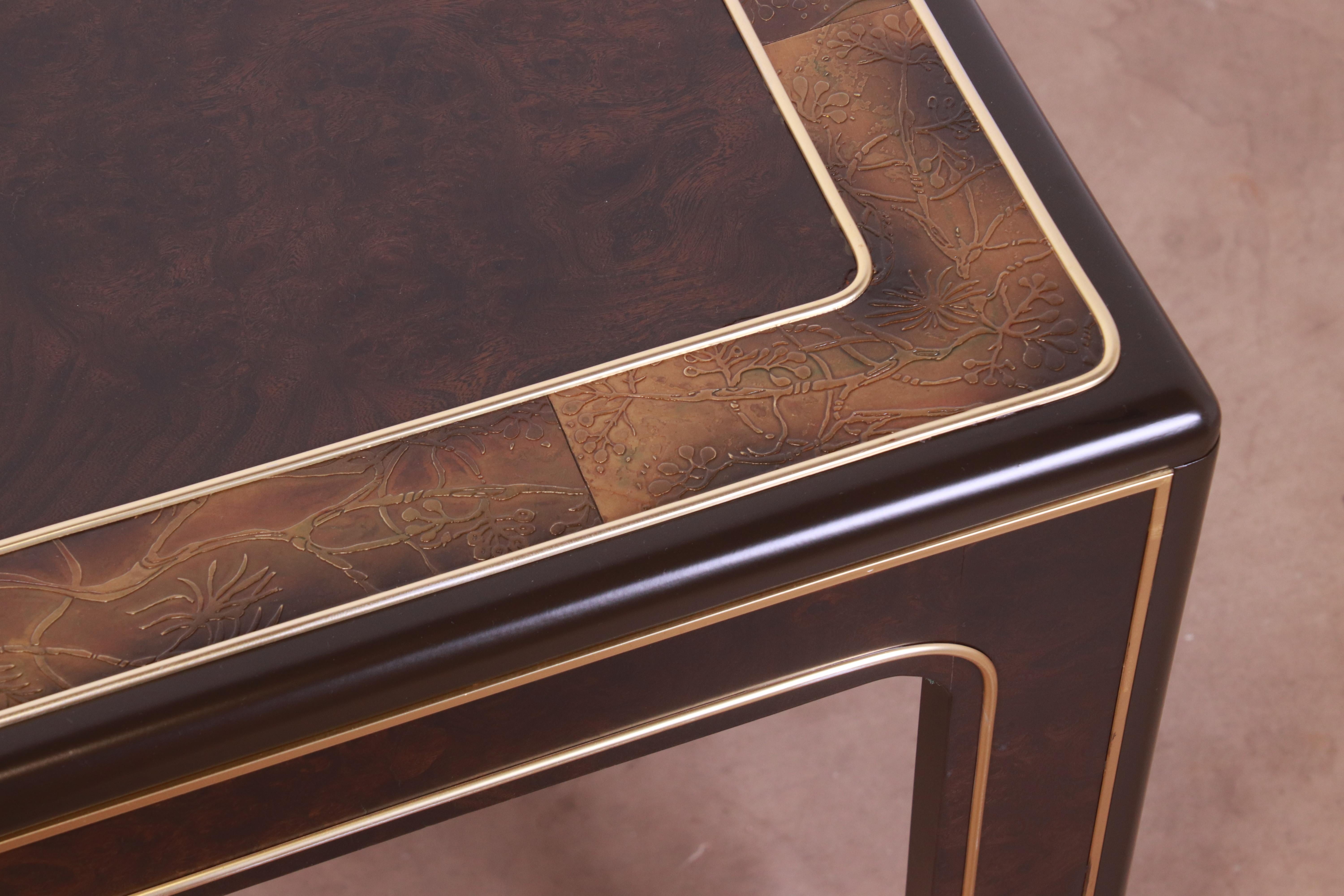 Table de salle à manger Bernhard Rohne pour Mastercraft en bois de ronce et laiton gravé à l'acide en vente 2