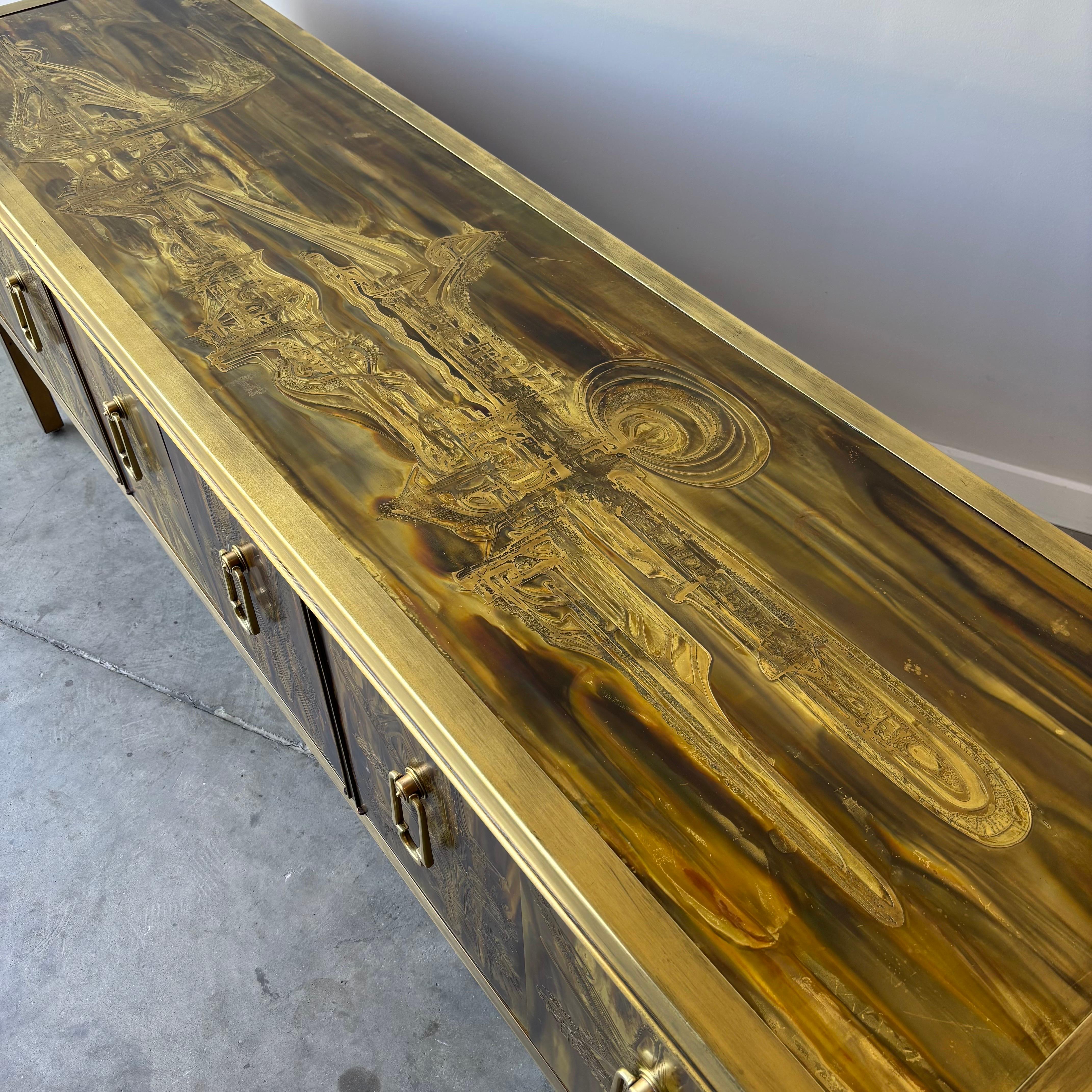 Brass Bernhard Rohne for Mastercraft Credenza, 1970s For Sale