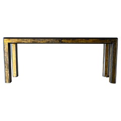 Bernhard Rohne for Mastercraft Etched Brass and Glass Console, circa 1970