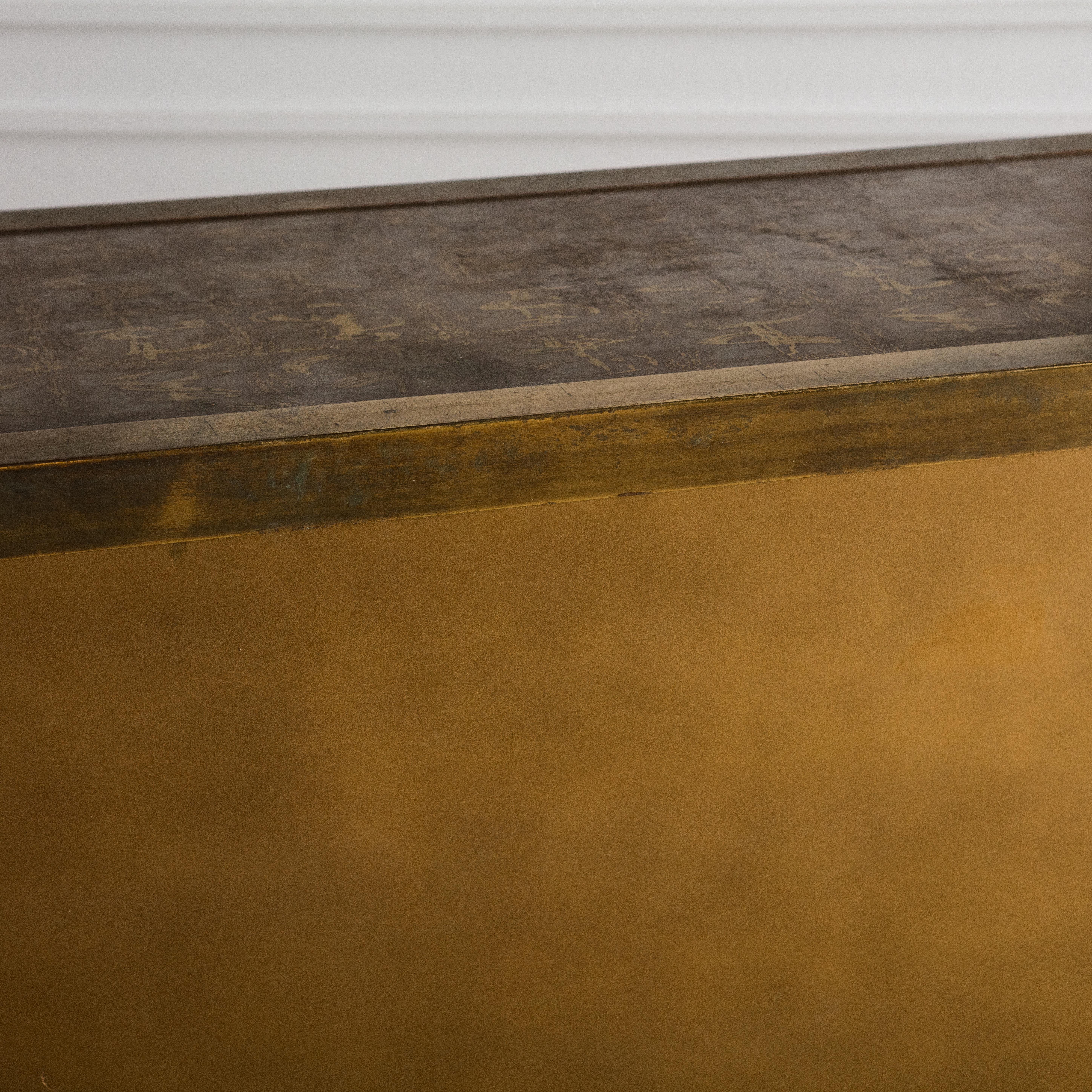 Bernhard Rohne for Mastercraft Etched Brass Credenza 7