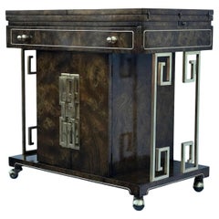 Bernhard Rohne for Mastercraft Extendable Top Burl Buffet or Bar Cart