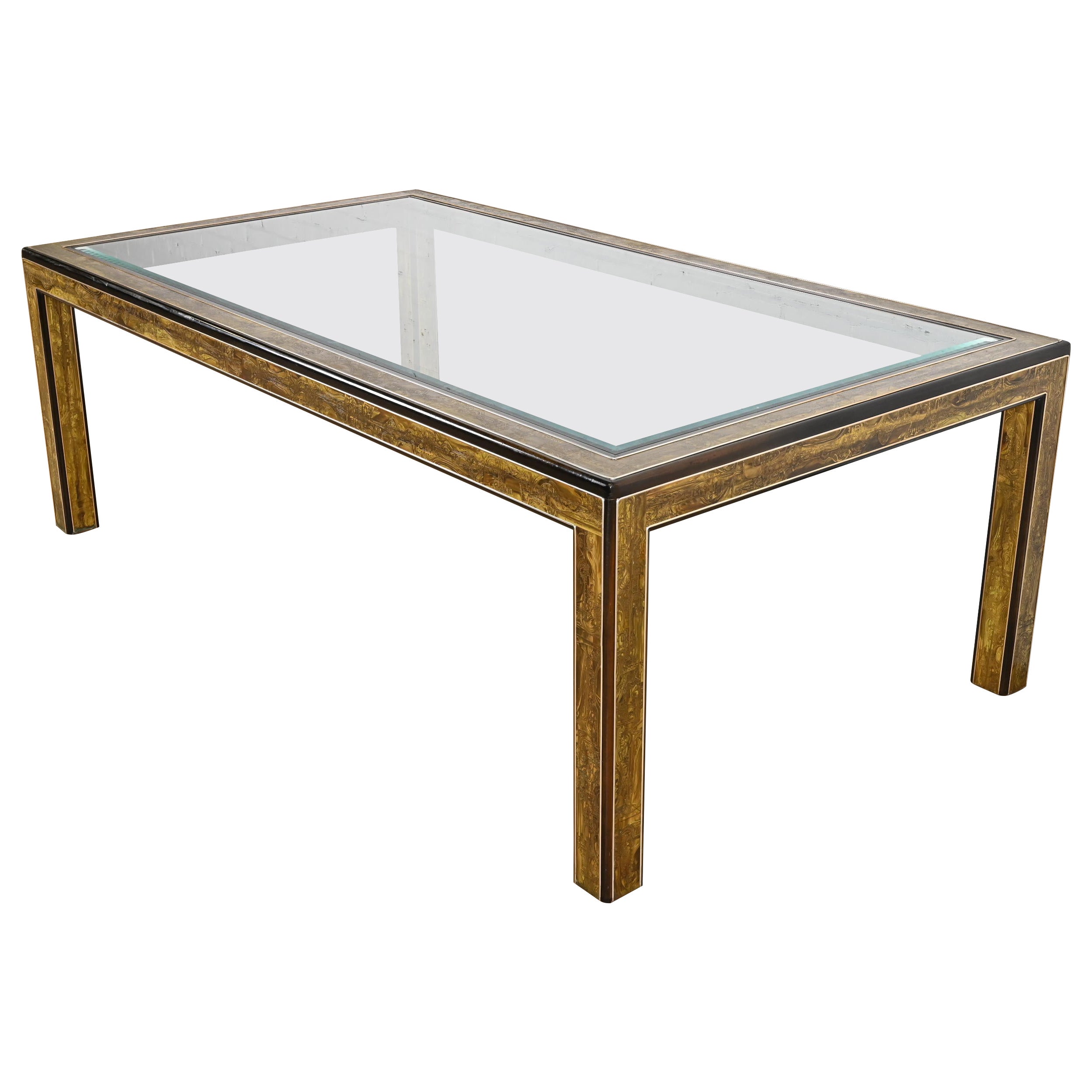 Bernhard Rohne for Mastercraft Hollywood Regency Acid Etched Brass Dining Table