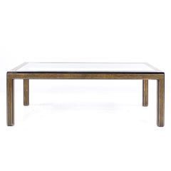 Bernhard Rohne for Mastercraft MCM Lacquered Etched Brass Expanding Dining Table
